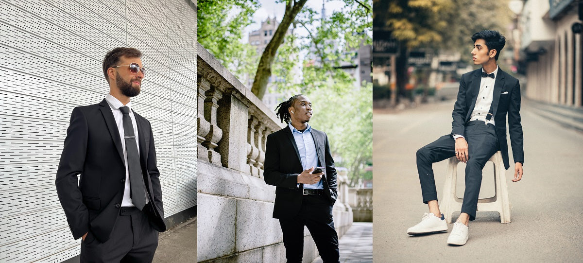black coat pant shirt and suit combination for men
