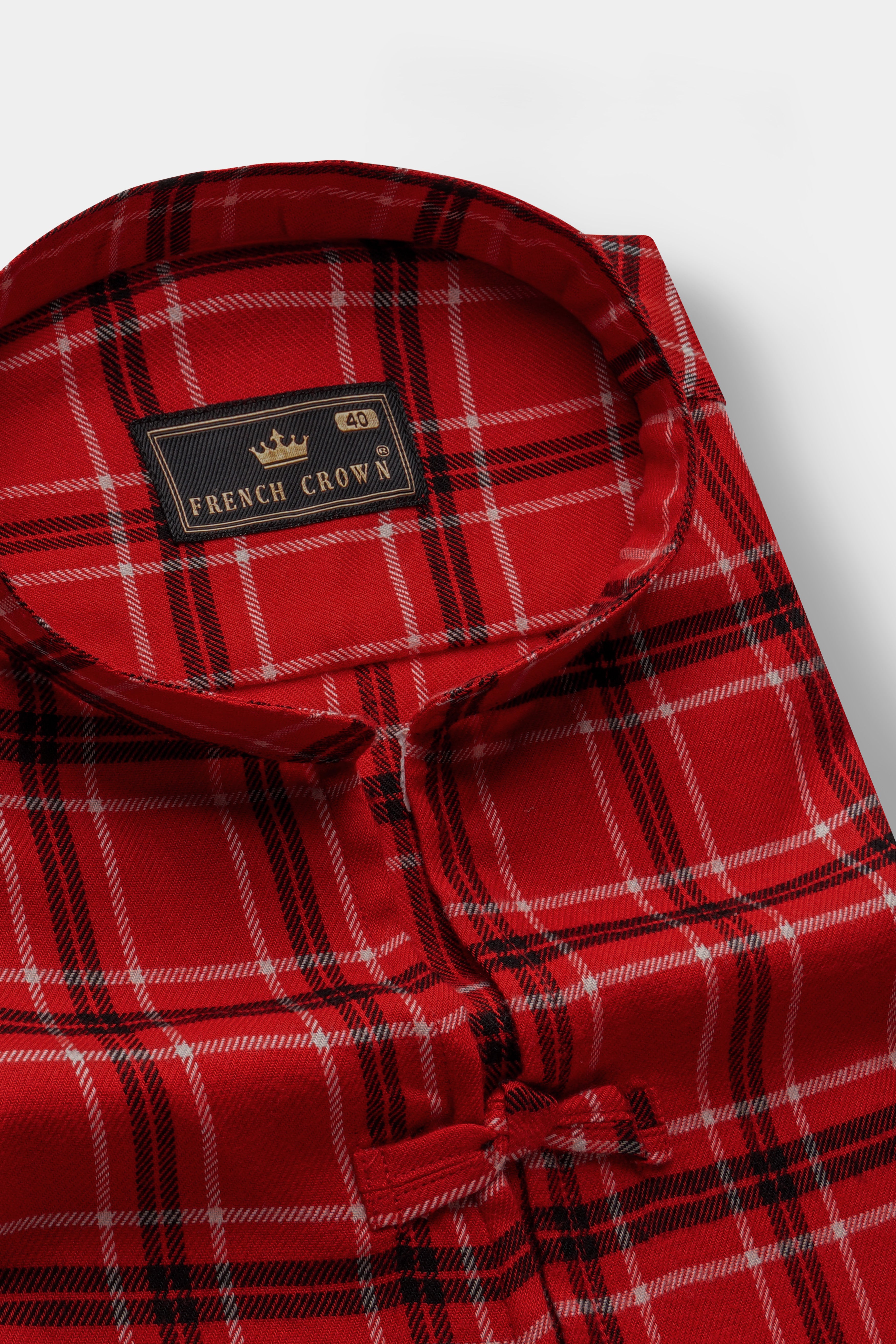 Scarlet Red Plaid Flannel Designer Shirt
