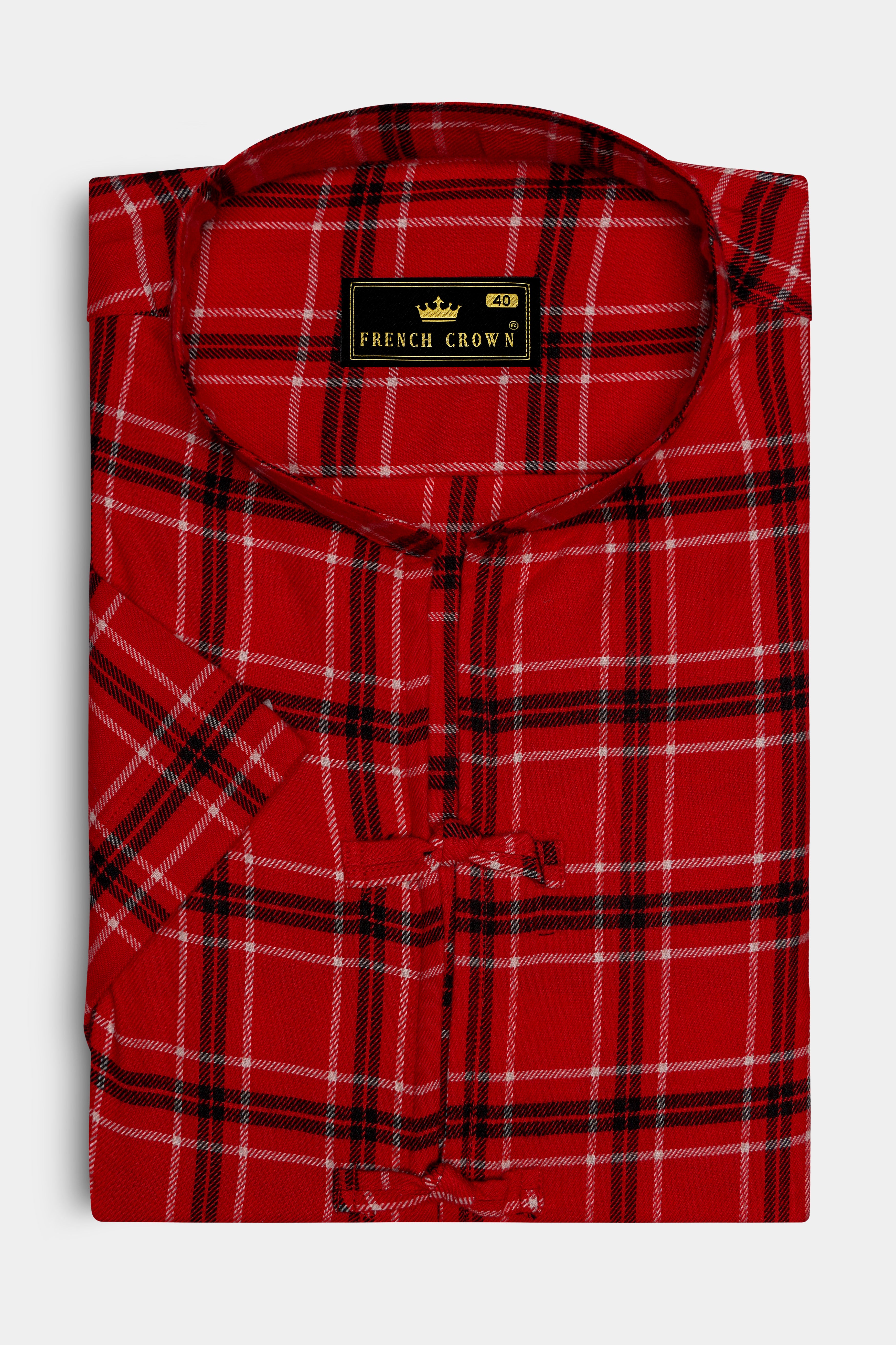 Scarlet Red Plaid Flannel Designer Shirt