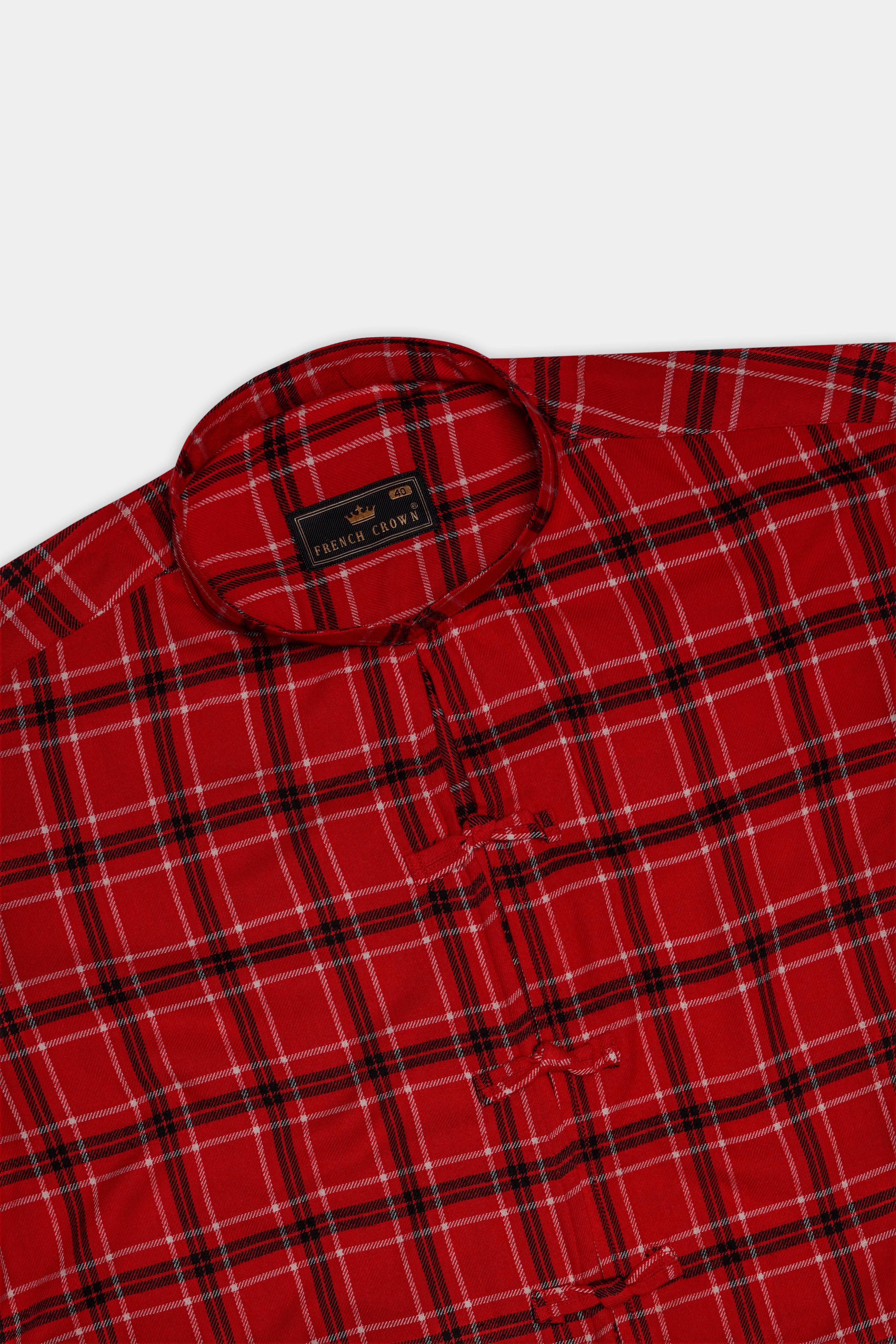 Scarlet Red Plaid Flannel Designer Shirt