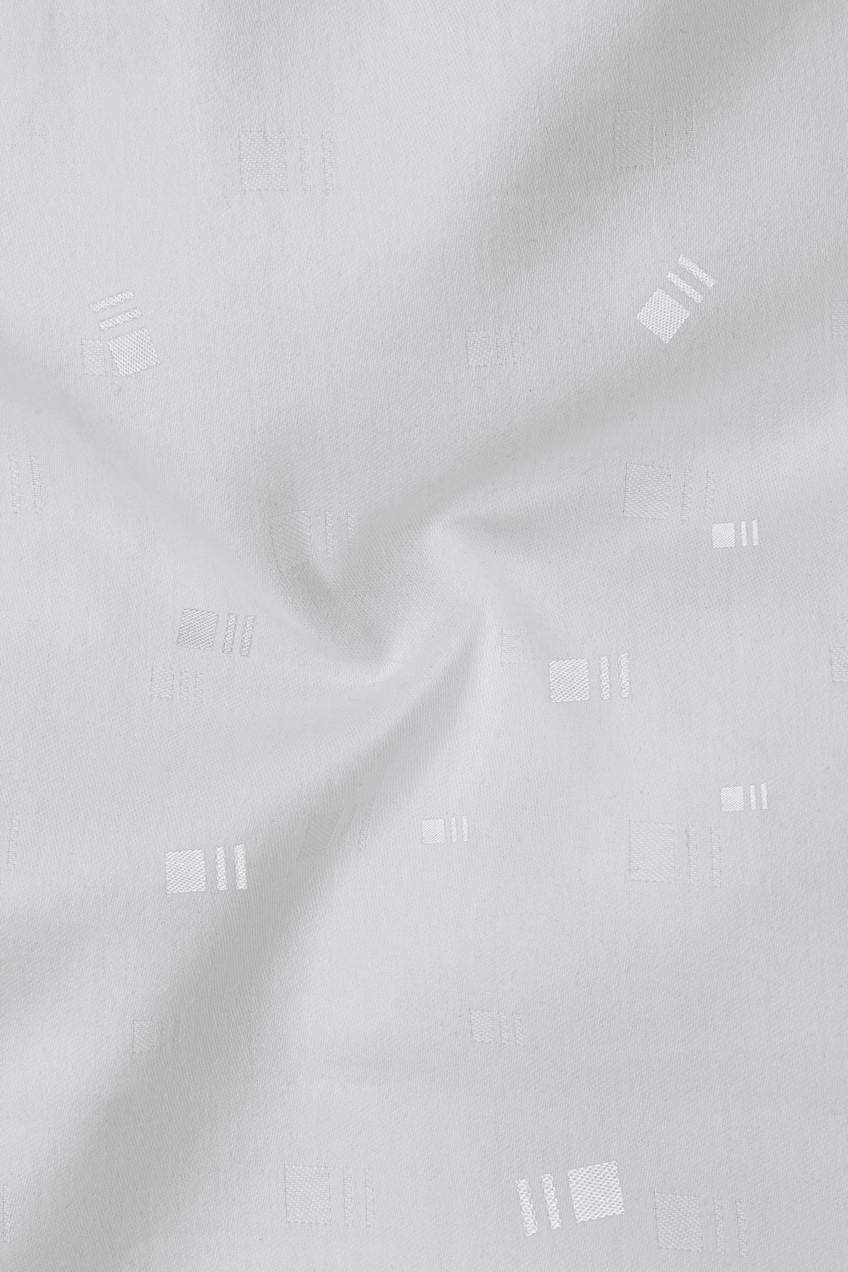 Bright White Jacquard Textured Premium Giza Cotton Shirt