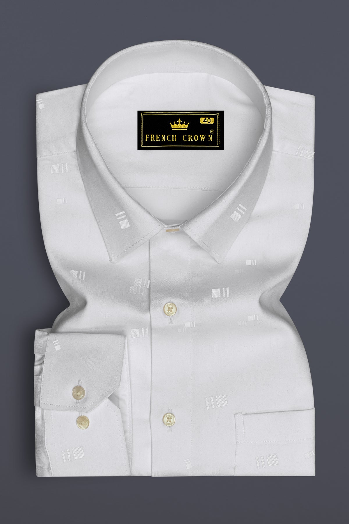 Bright White Jacquard Textured Premium Giza Cotton Shirt