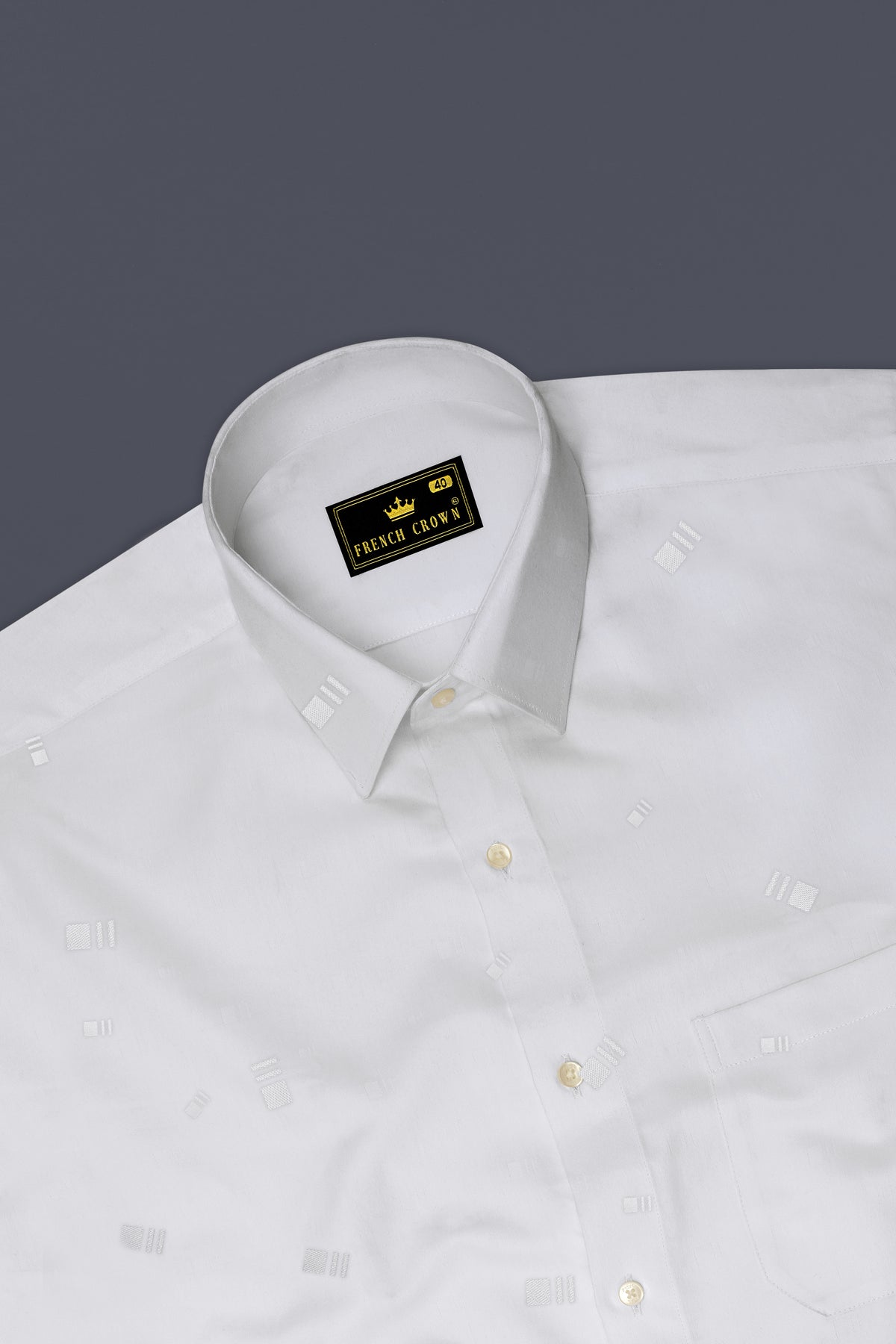 Bright White Jacquard Textured Premium Giza Cotton Shirt