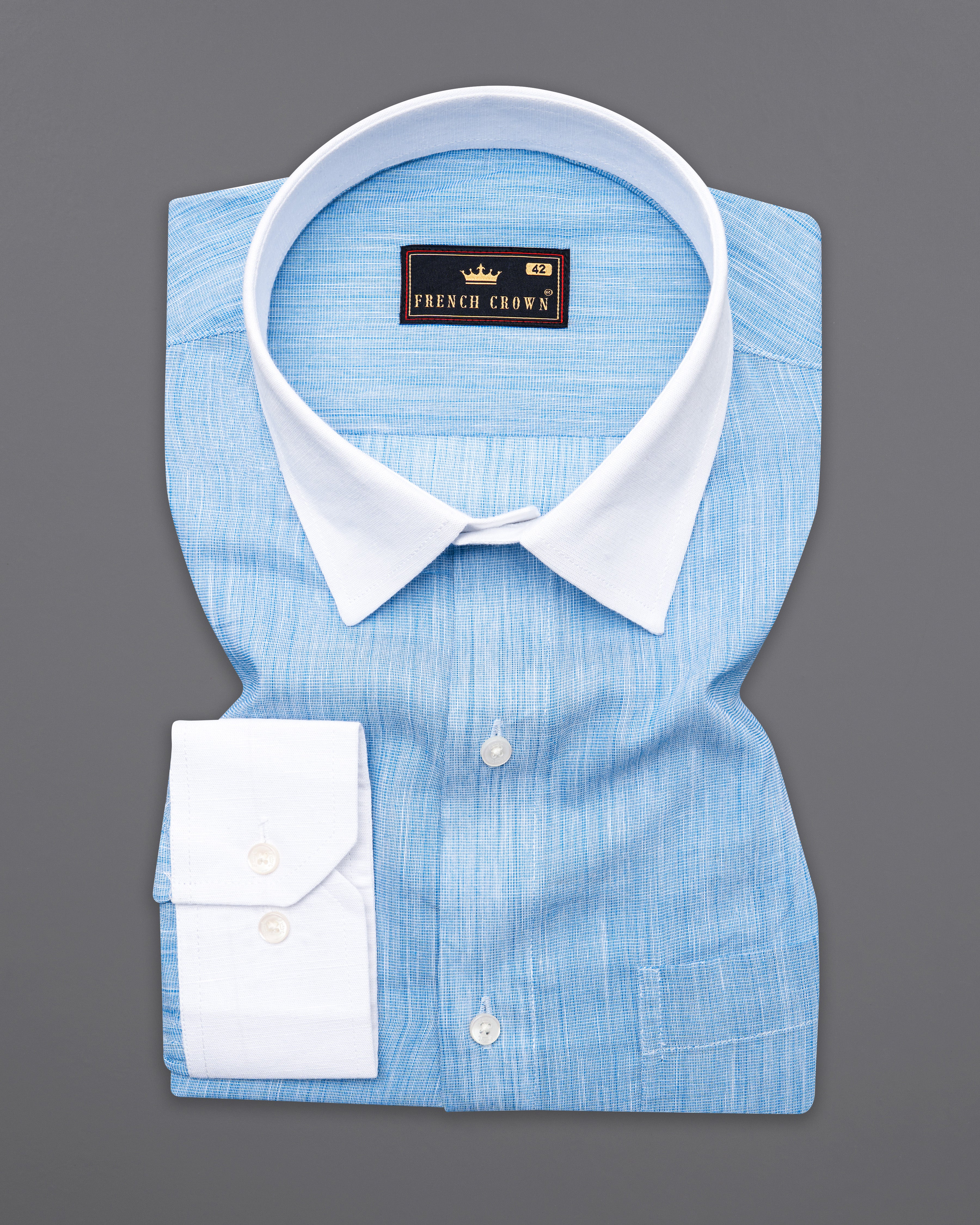 Carolina Blue with White Cuffs and Collar Chambray Shirt 10009-WCC-38, 10009-WCC-H-38, 10009-WCC-39, 10009-WCC-H-39, 10009-WCC-40, 10009-WCC-H-40, 10009-WCC-42, 10009-WCC-H-42, 10009-WCC-44, 10009-WCC-H-44, 10009-WCC-46, 10009-WCC-H-46, 10009-WCC-48, 10009-WCC-H-48, 10009-WCC-50, 10009-WCC-H-50, 10009-WCC-52, 10009-WCC-H-52