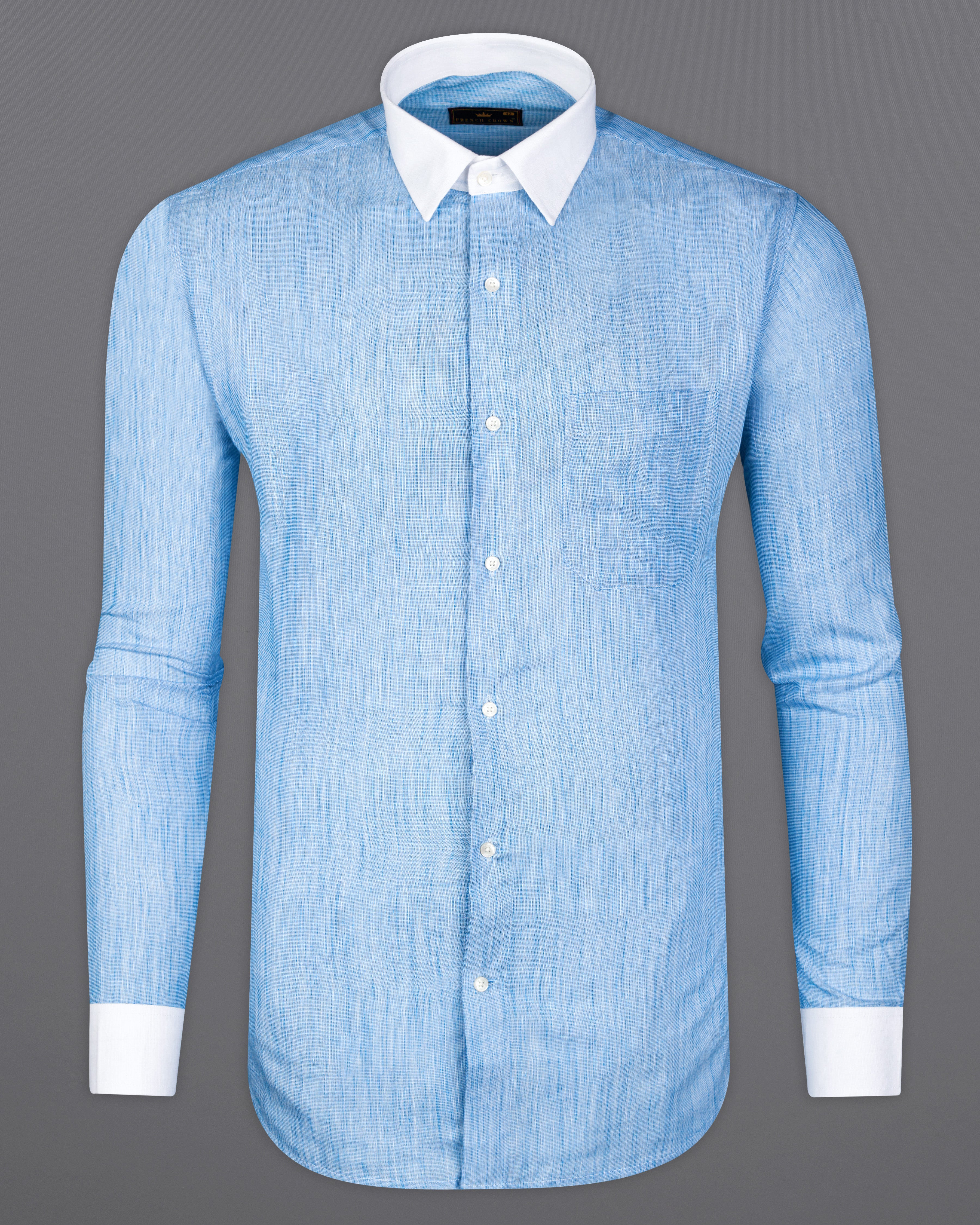 Carolina Blue with White Cuffs and Collar Chambray Shirt 10009-WCC-38, 10009-WCC-H-38, 10009-WCC-39, 10009-WCC-H-39, 10009-WCC-40, 10009-WCC-H-40, 10009-WCC-42, 10009-WCC-H-42, 10009-WCC-44, 10009-WCC-H-44, 10009-WCC-46, 10009-WCC-H-46, 10009-WCC-48, 10009-WCC-H-48, 10009-WCC-50, 10009-WCC-H-50, 10009-WCC-52, 10009-WCC-H-52