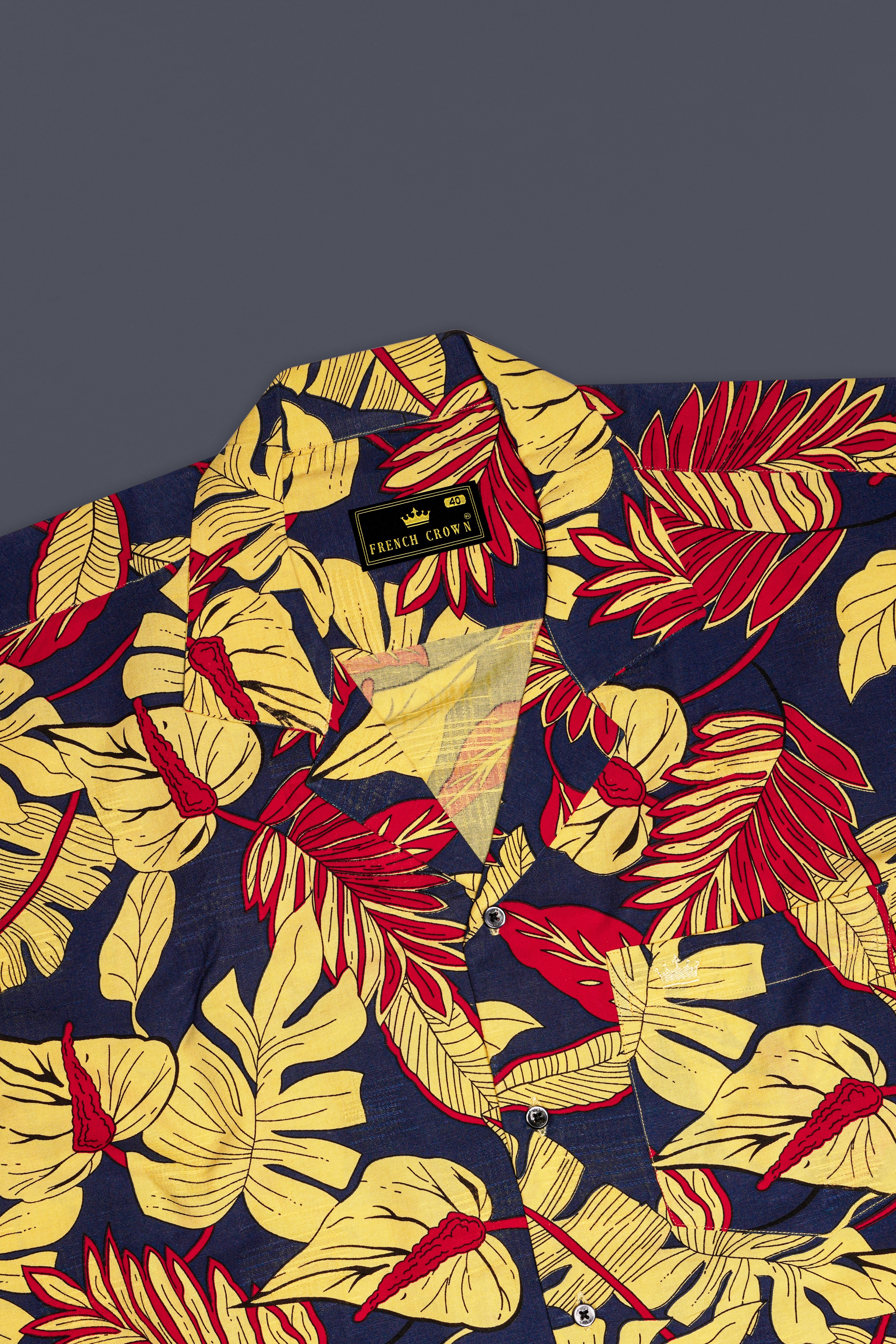 Primrose yellow and Martinique Blue Funky Printed Lightweight Oversized Premium Cotton Shirt