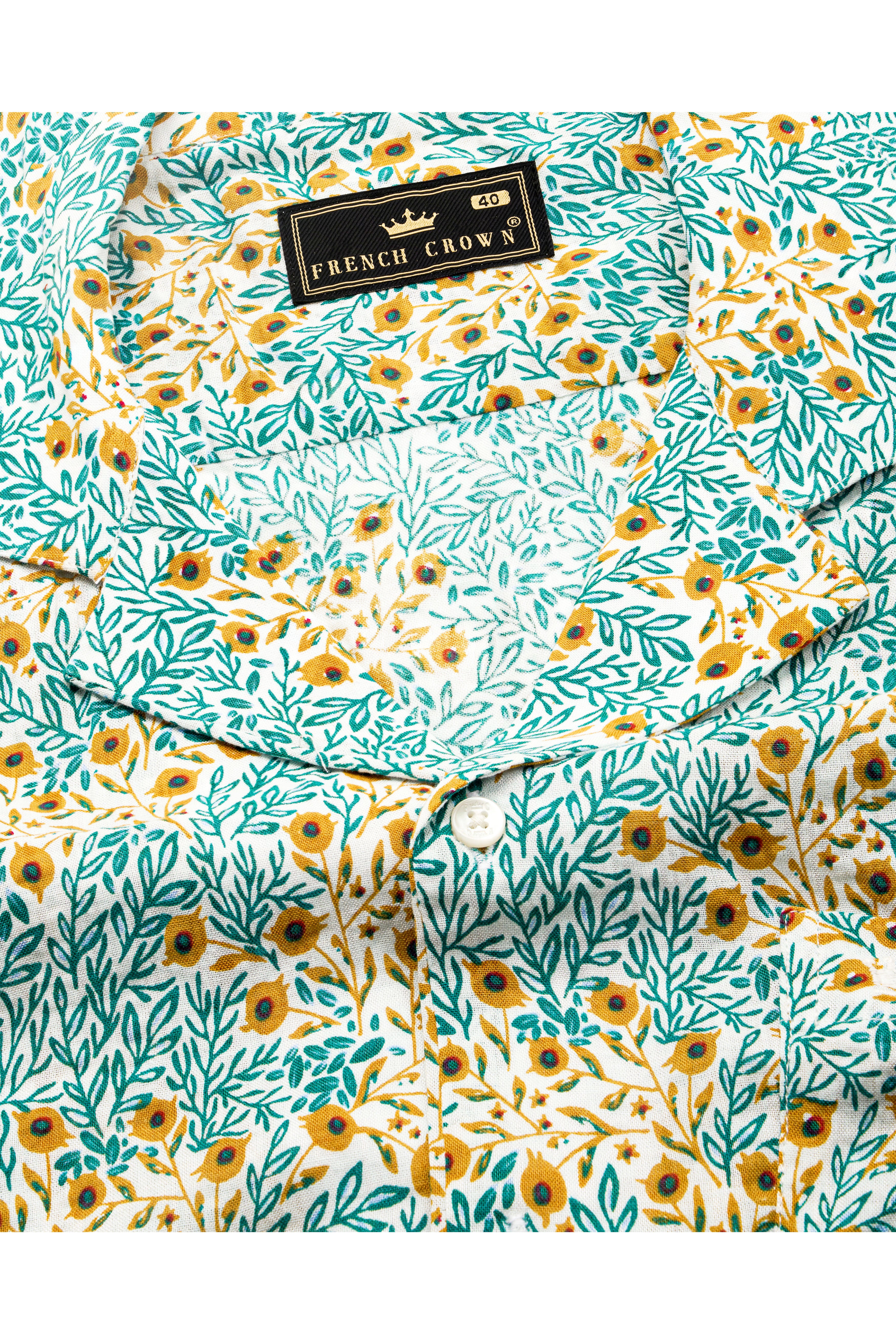Cyan Green with Ditsy Printed Lightweight Premium Cotton Oversized Shirt