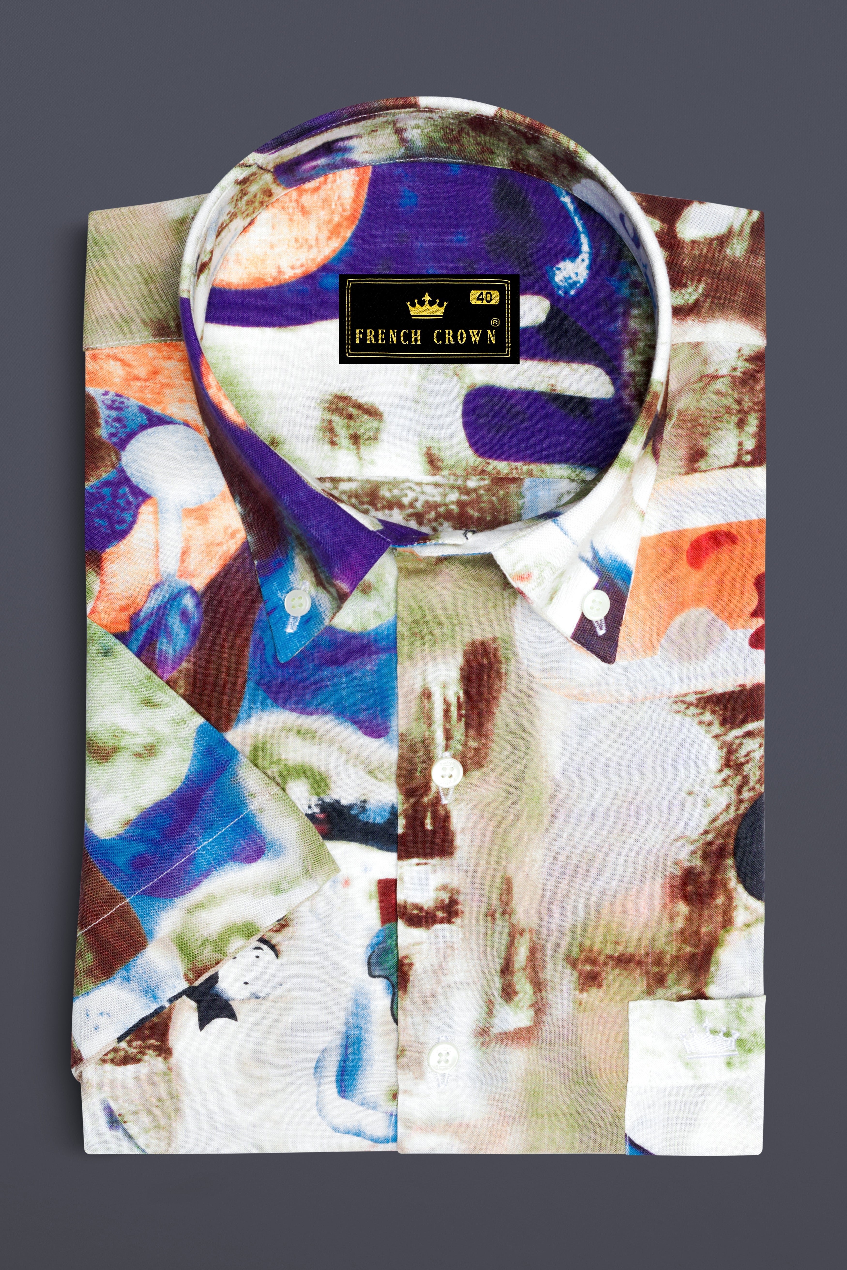 Bizarre Cream with Nutmeg Brown Funky Printed Lightweight Premium Cotton Oversized Shirt