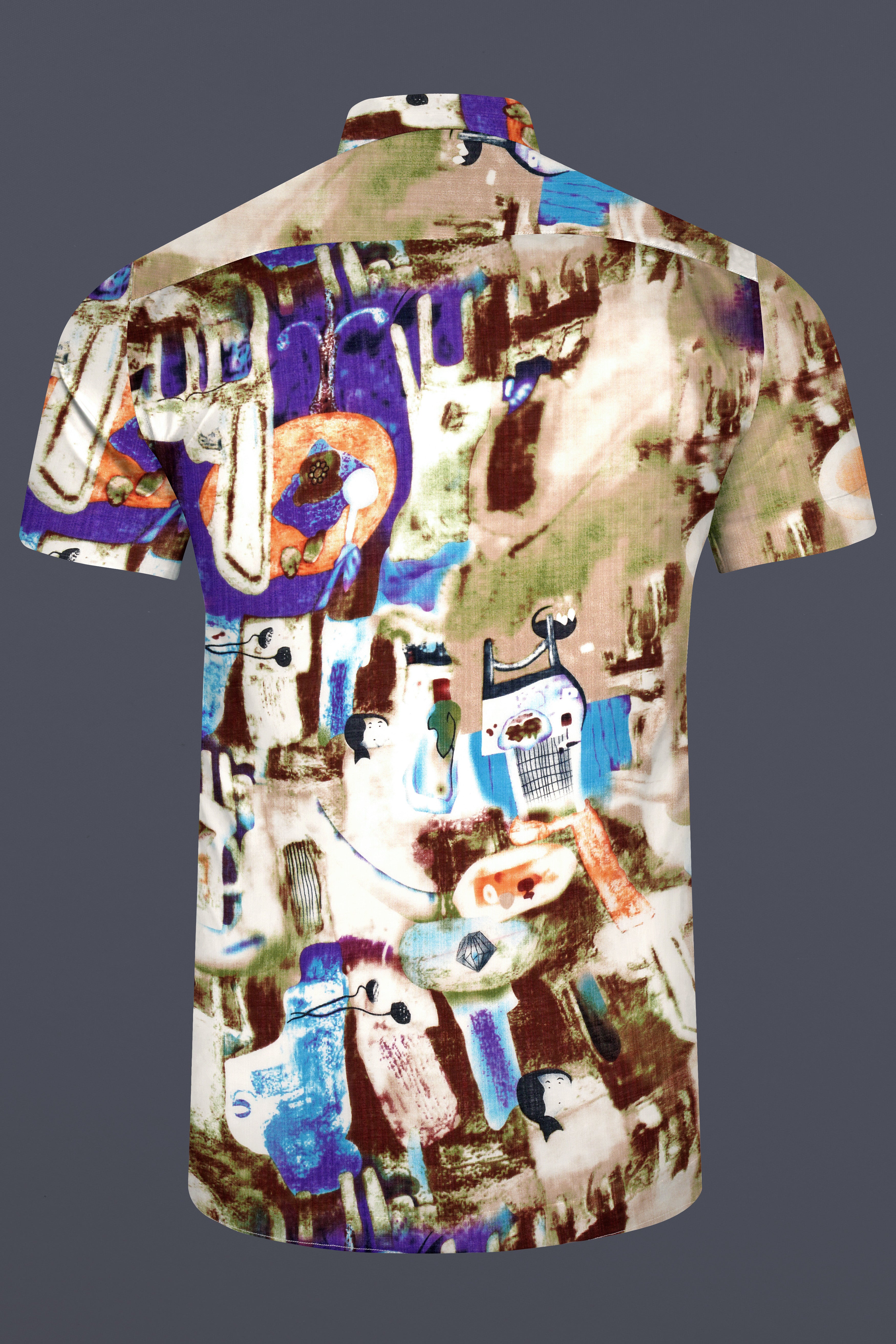 Bizarre Cream with Nutmeg Brown Funky Printed Lightweight Premium Cotton Oversized Shirt