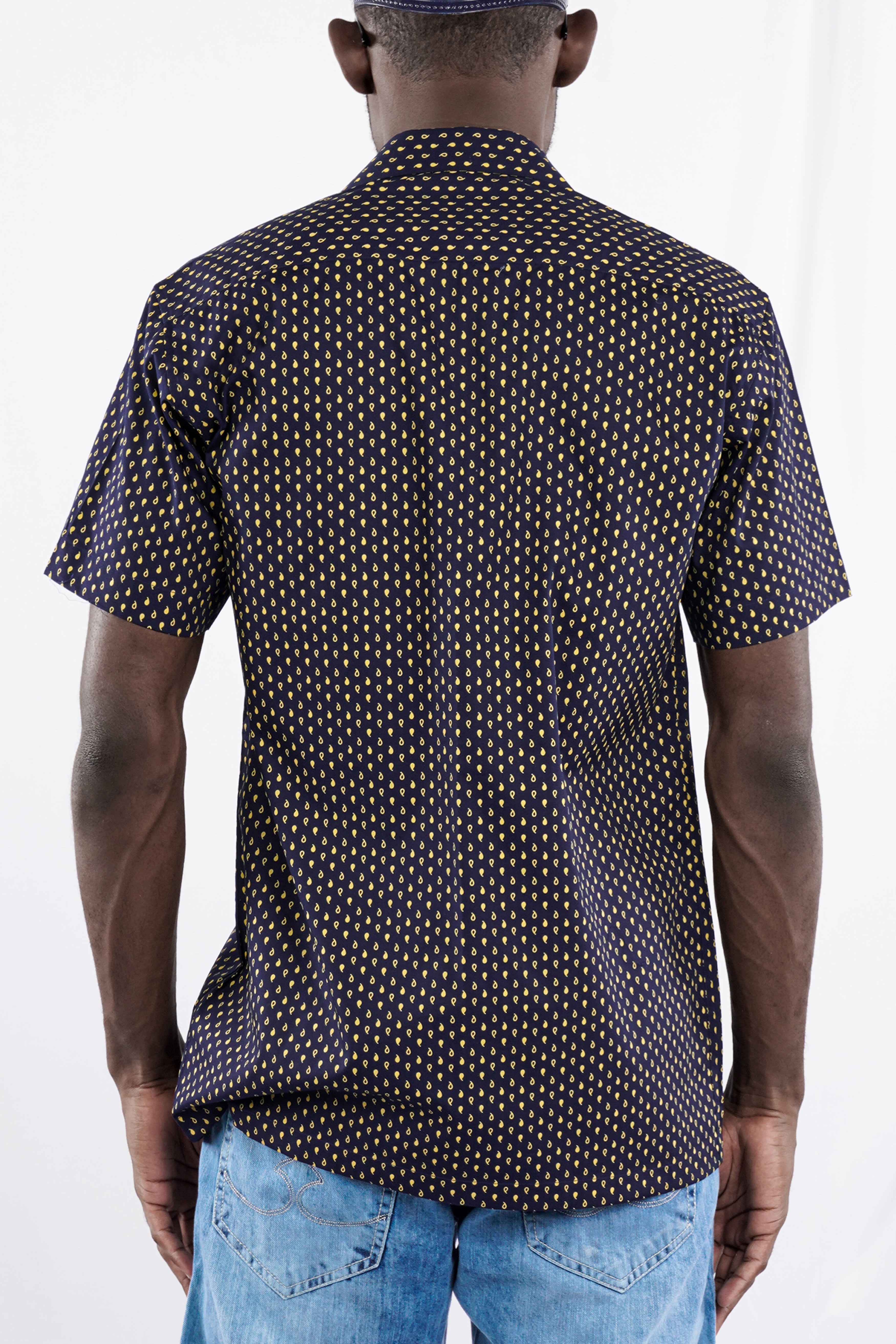 Ebony Clay Blue Printed Lightweight Premium Cotton Shirt