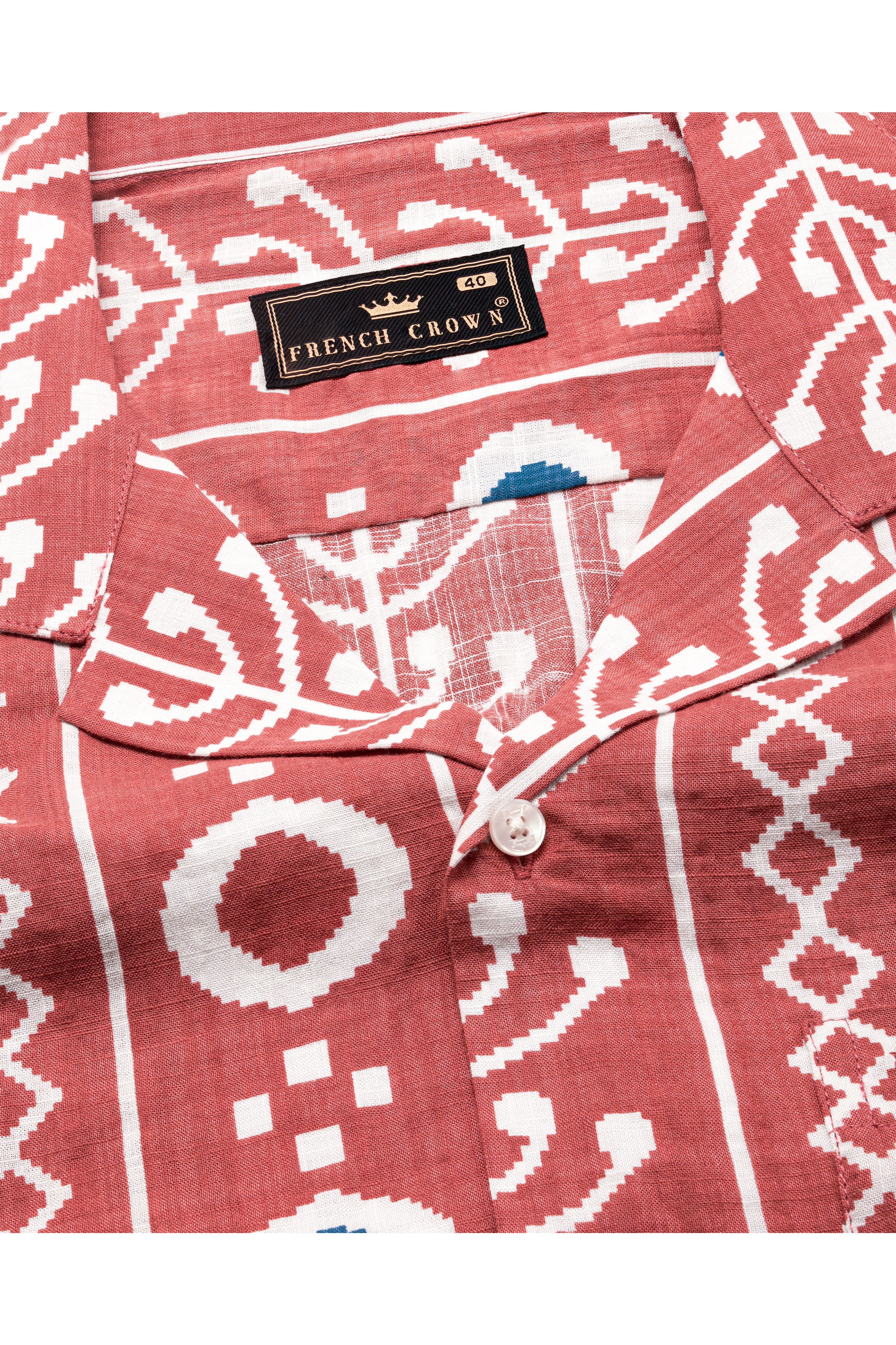 Chestnut Peach Ikat Printed Lightweight Premium Cotton Shirt