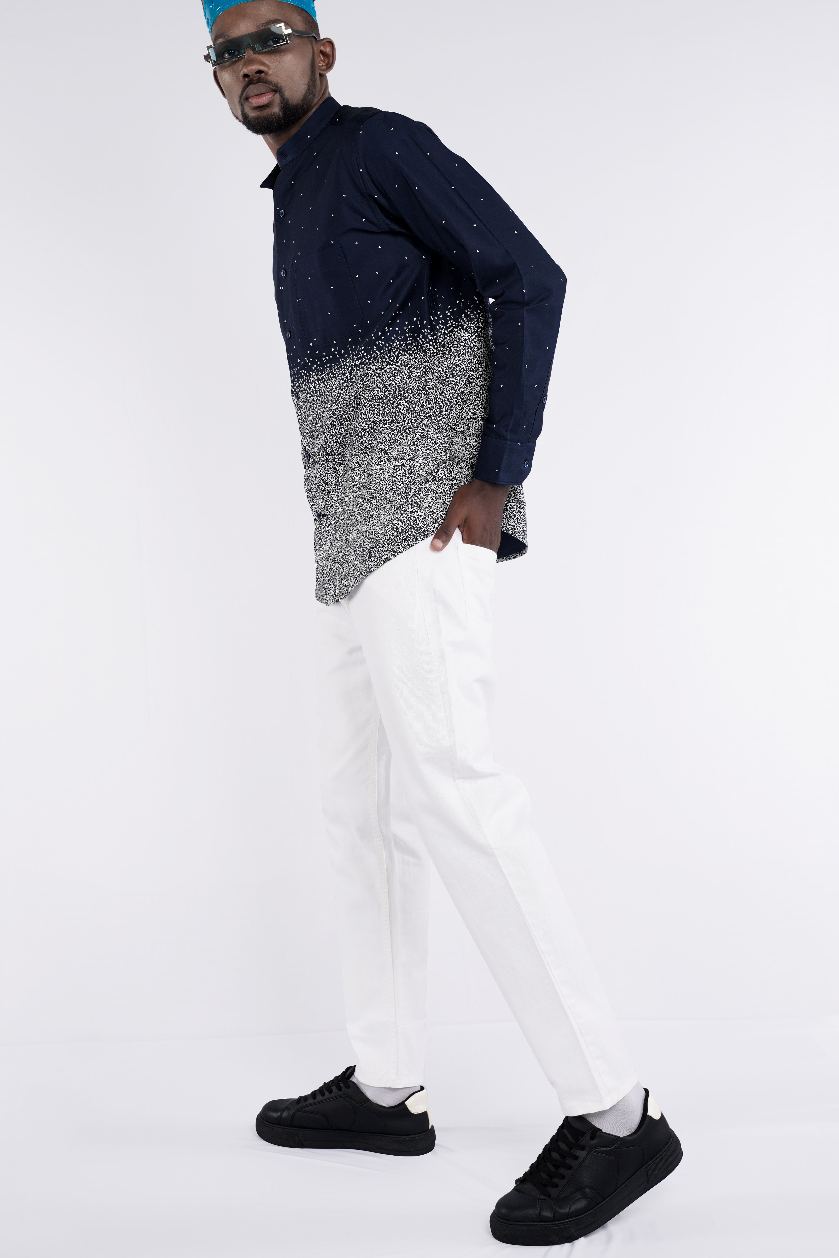 Cinder Blue and White Super Soft Premium Cotton Shirts