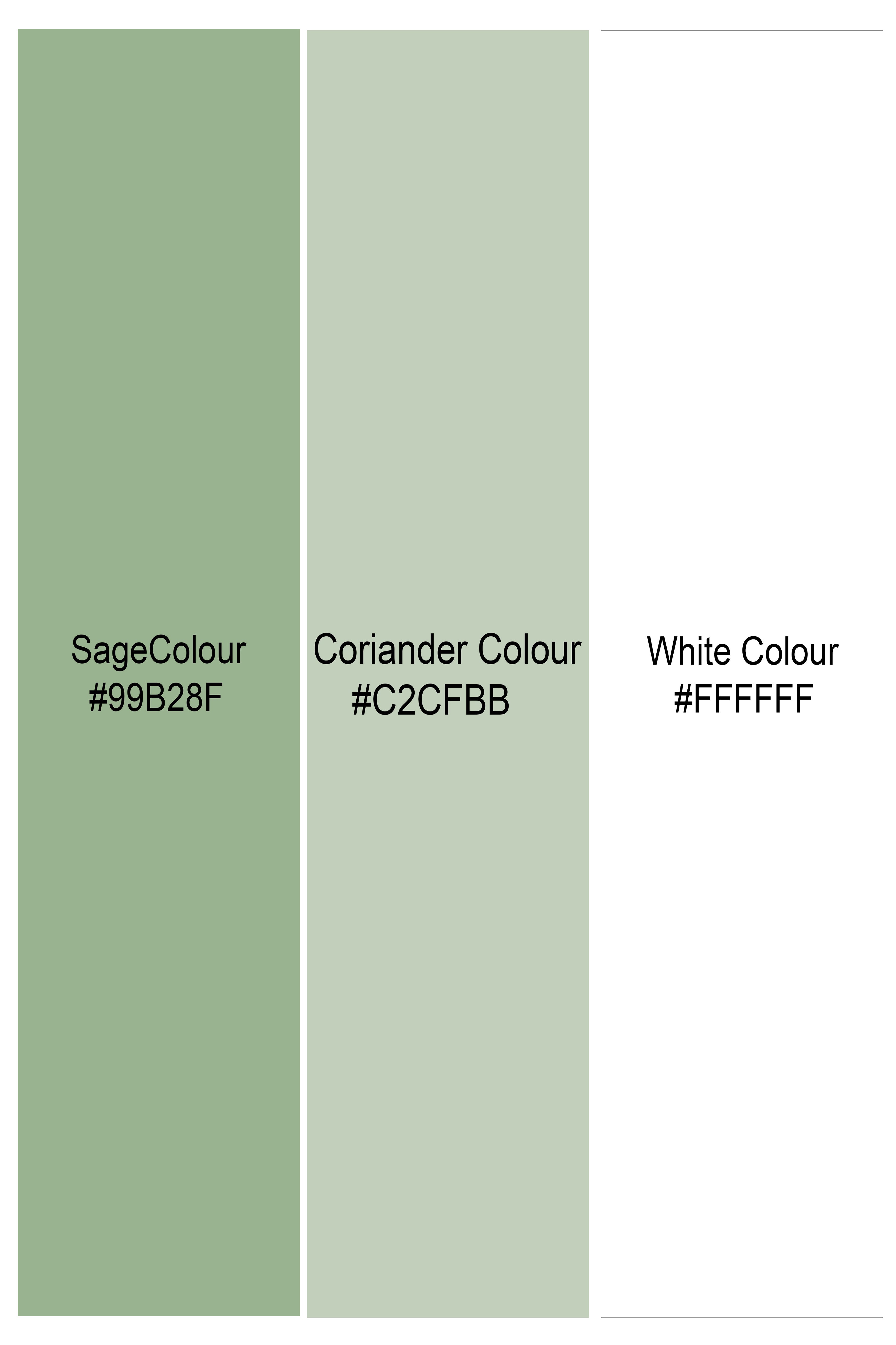 Sage Green and White Luxurious Linen Shirt