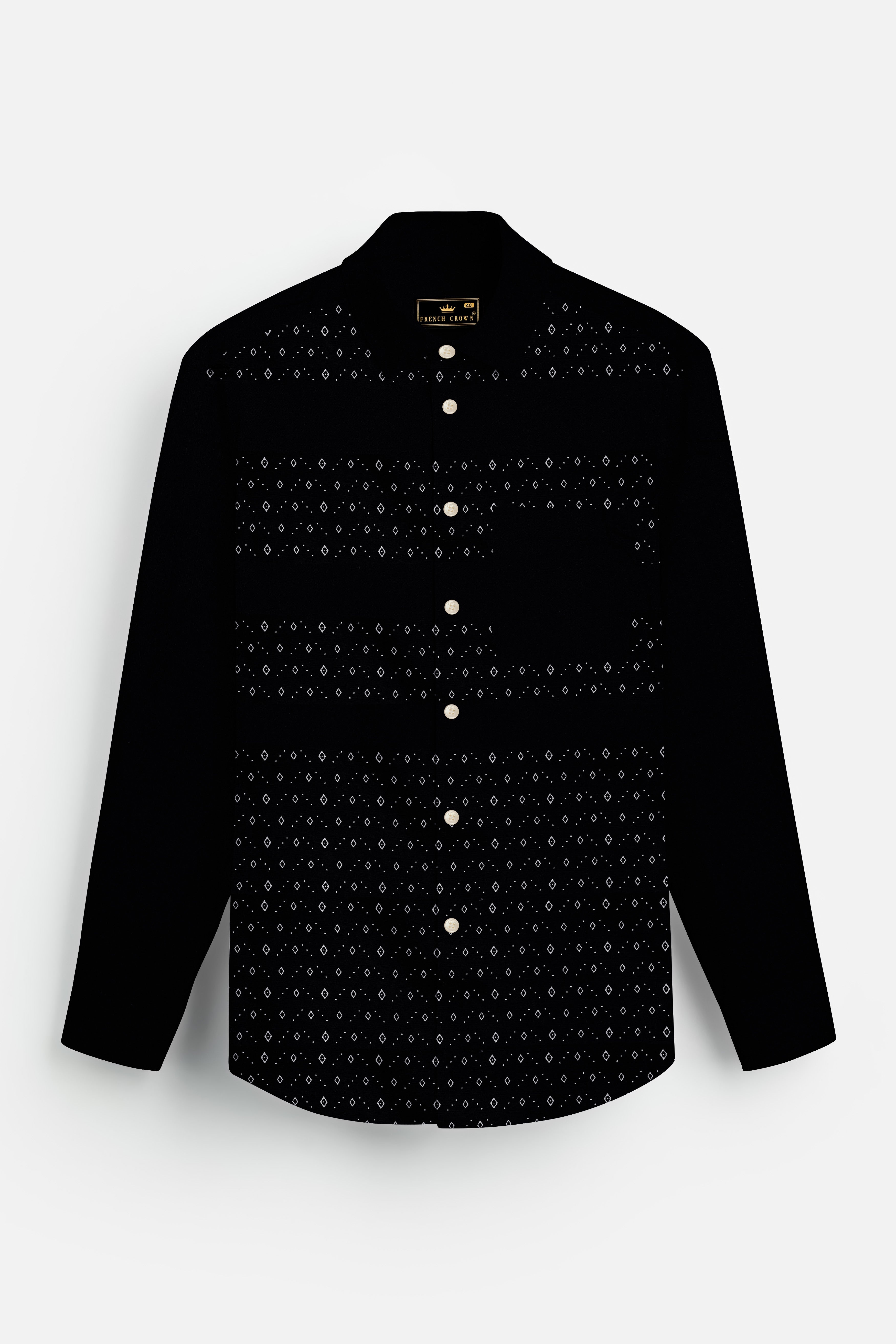 Jade Black and White Printed Super Soft Premium Cotton Designer Shirt