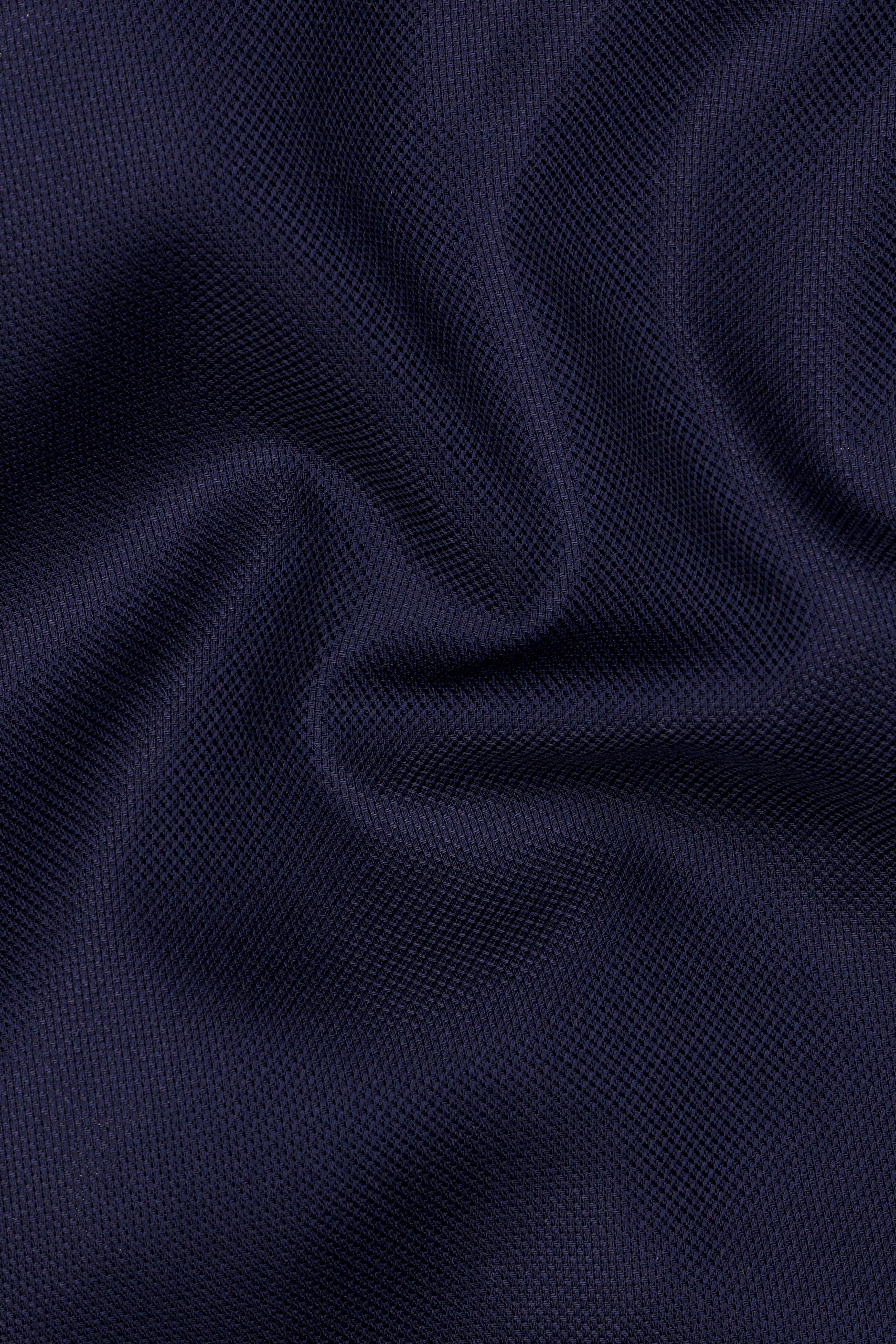 Cinder Navy Blue Dobby Textured Premium Giza Cotton Shirt