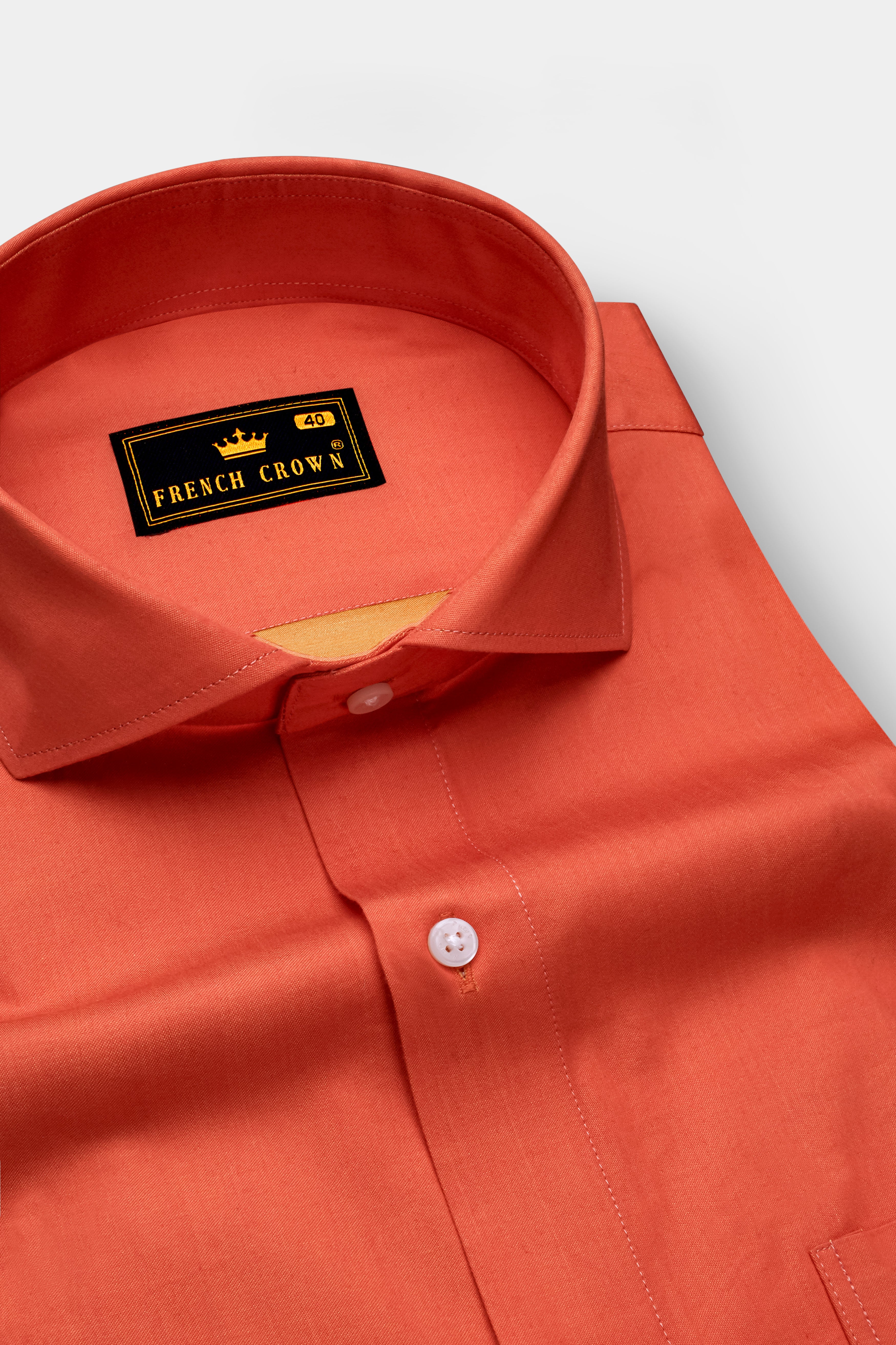 Terracotta Orange Two Tone Chambray Shirt