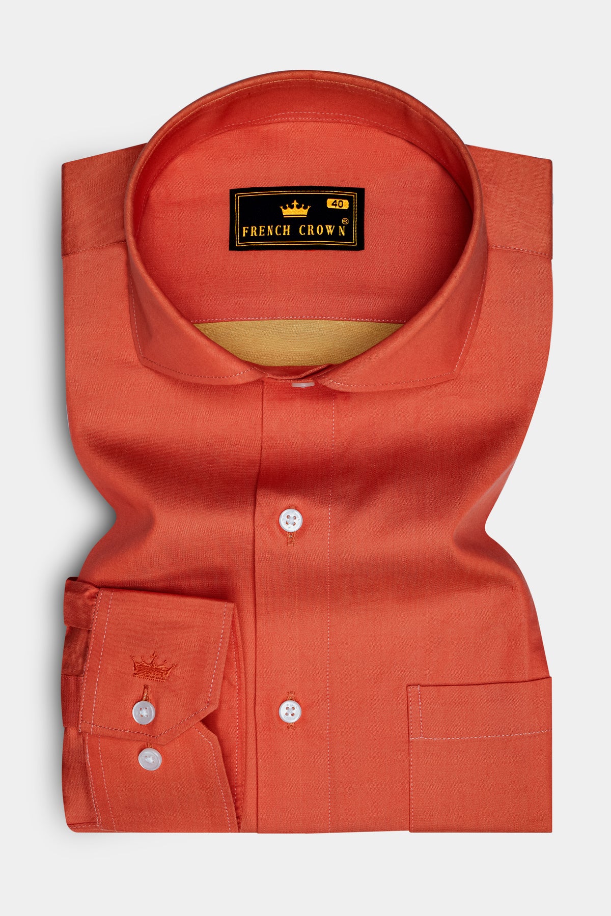 Terracotta Orange Two Tone Chambray Shirt