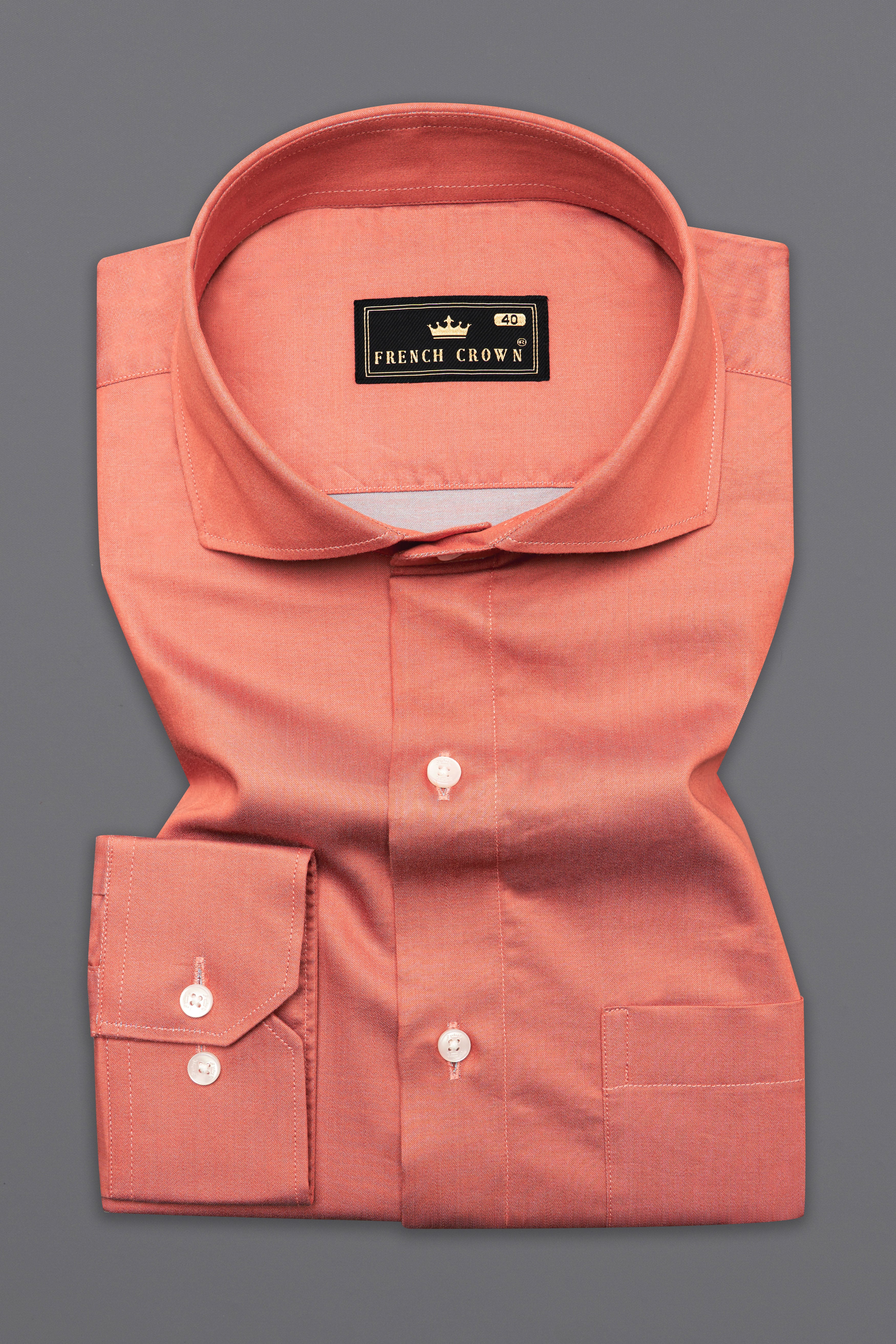 Terracotta Orange Two Tone Chambray Shirt