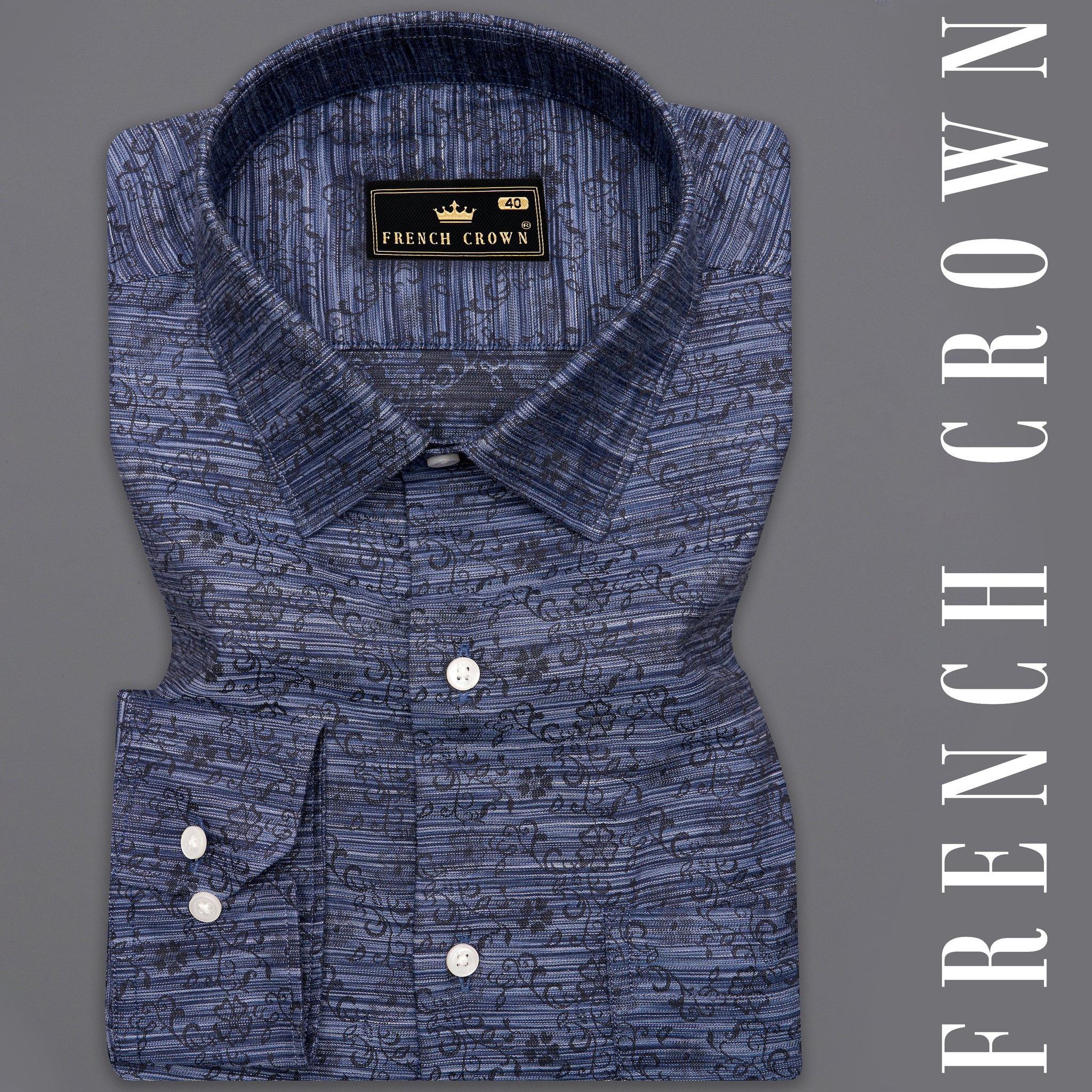 Mid Blue Diamond Weave Textured Jacquard Classic Custom Shirt main image 0