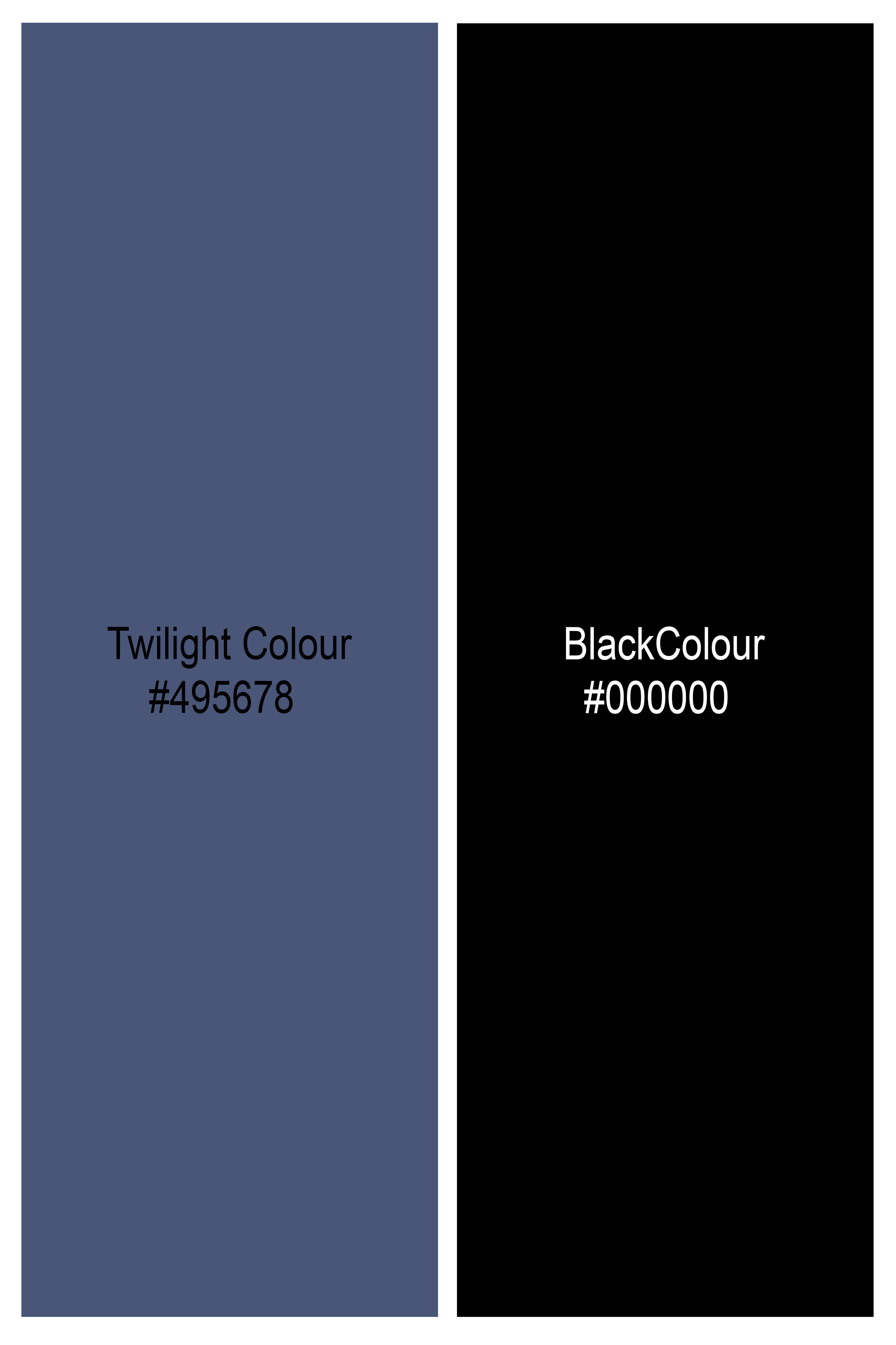 Twilight Blue and Black Jacquard Textured Premium Giza Cotton Shirt