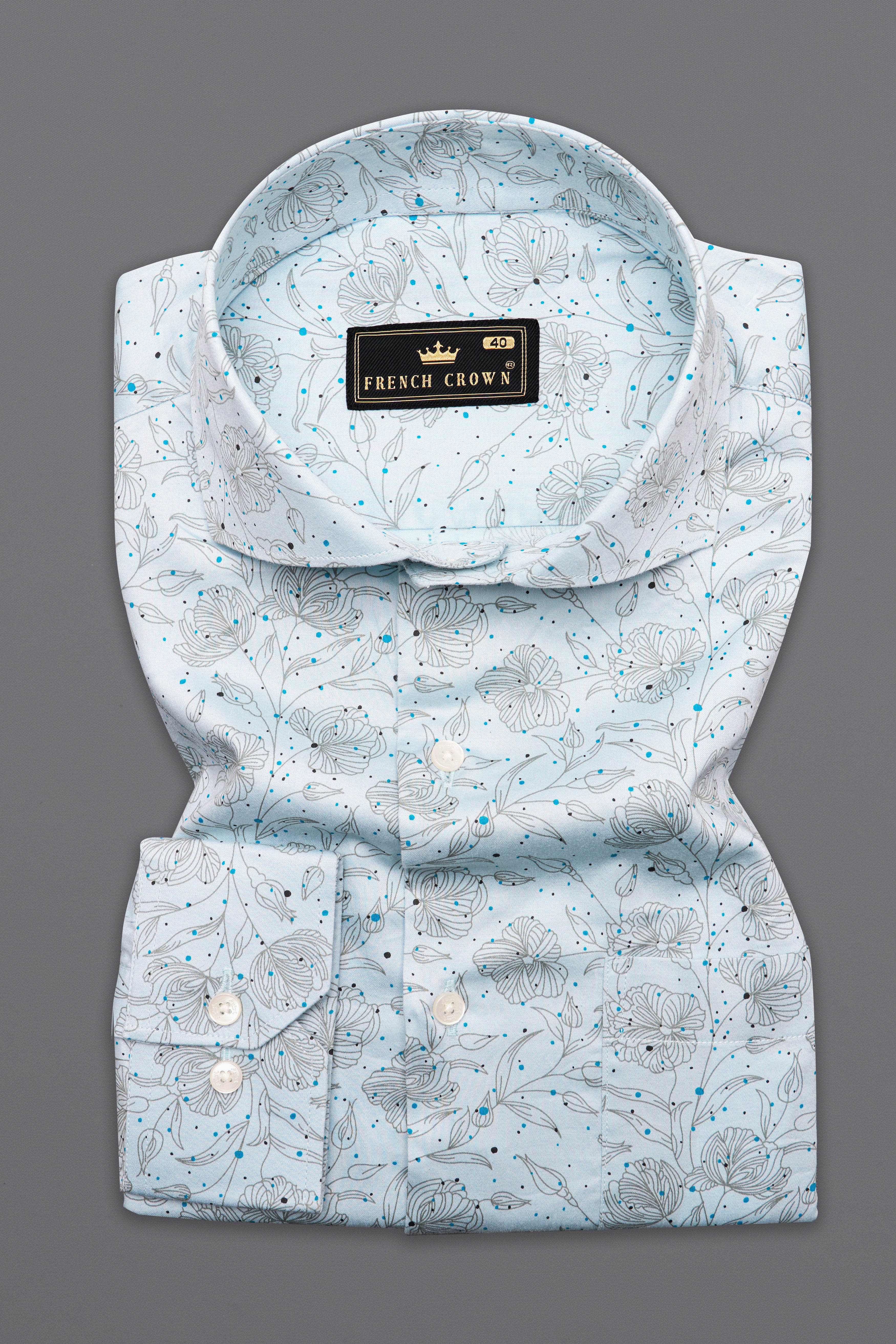 Blizzard Blue Floral Printed Super Soft Premium Cotton Shirt 10134-CA-38, 10134-CA-H-38, 10134-CA-39, 10134-CA-H-39, 10134-CA-40, 10134-CA-H-40, 10134-CA-42, 10134-CA-H-42, 10134-CA-44, 10134-CA-H-44, 10134-CA-46, 10134-CA-H-46, 10134-CA-48, 10134-CA-H-48, 10134-CA-50, 10134-CA-H-50, 10134-CA-52, 10134-CA-H-52