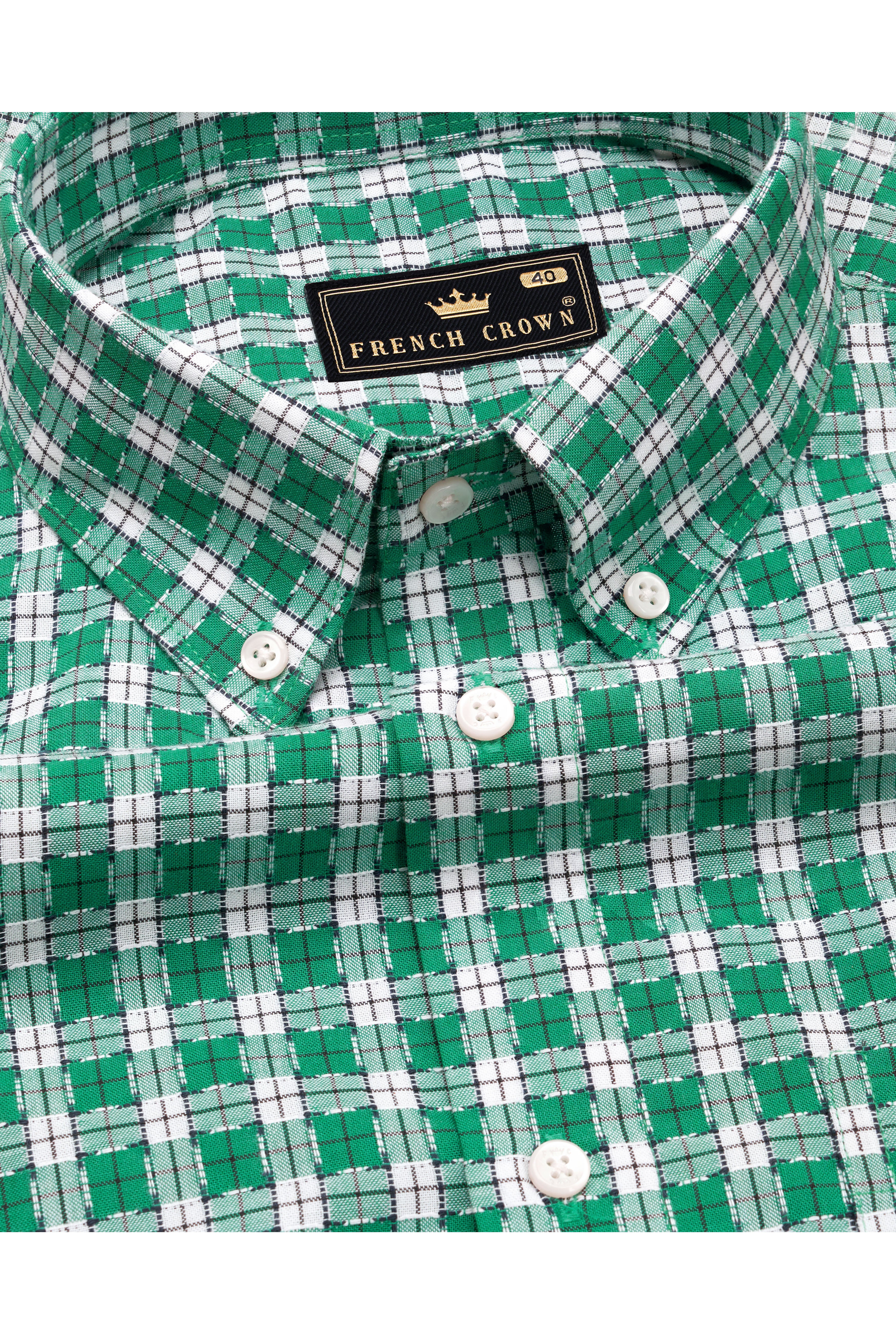 Gossamer Green and White Checkered Dobby Textured Premium Giza Cotton Shirt 10161-BD-38, 10161-BD-H-38, 10161-BD-39, 10161-BD-H-39, 10161-BD-40, 10161-BD-H-40, 10161-BD-42, 10161-BD-H-42, 10161-BD-44, 10161-BD-H-44, 10161-BD-46, 10161-BD-H-46, 10161-BD-48, 10161-BD-H-48, 10161-BD-50, 10161-BD-H-50, 10161-BD-52, 10161-BD-H-52