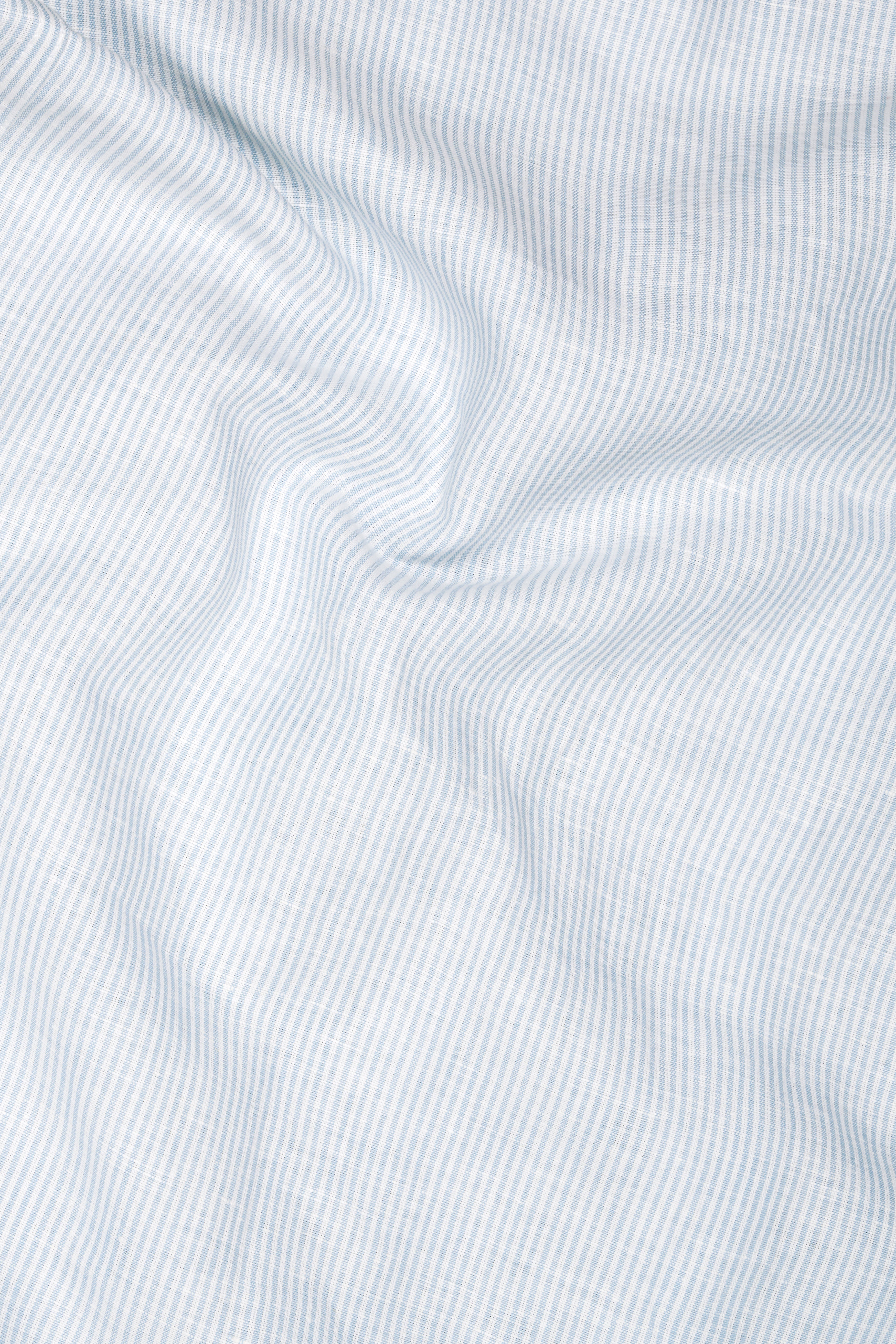 Periwinkle Blue and White Pinstriped Linen Shirt