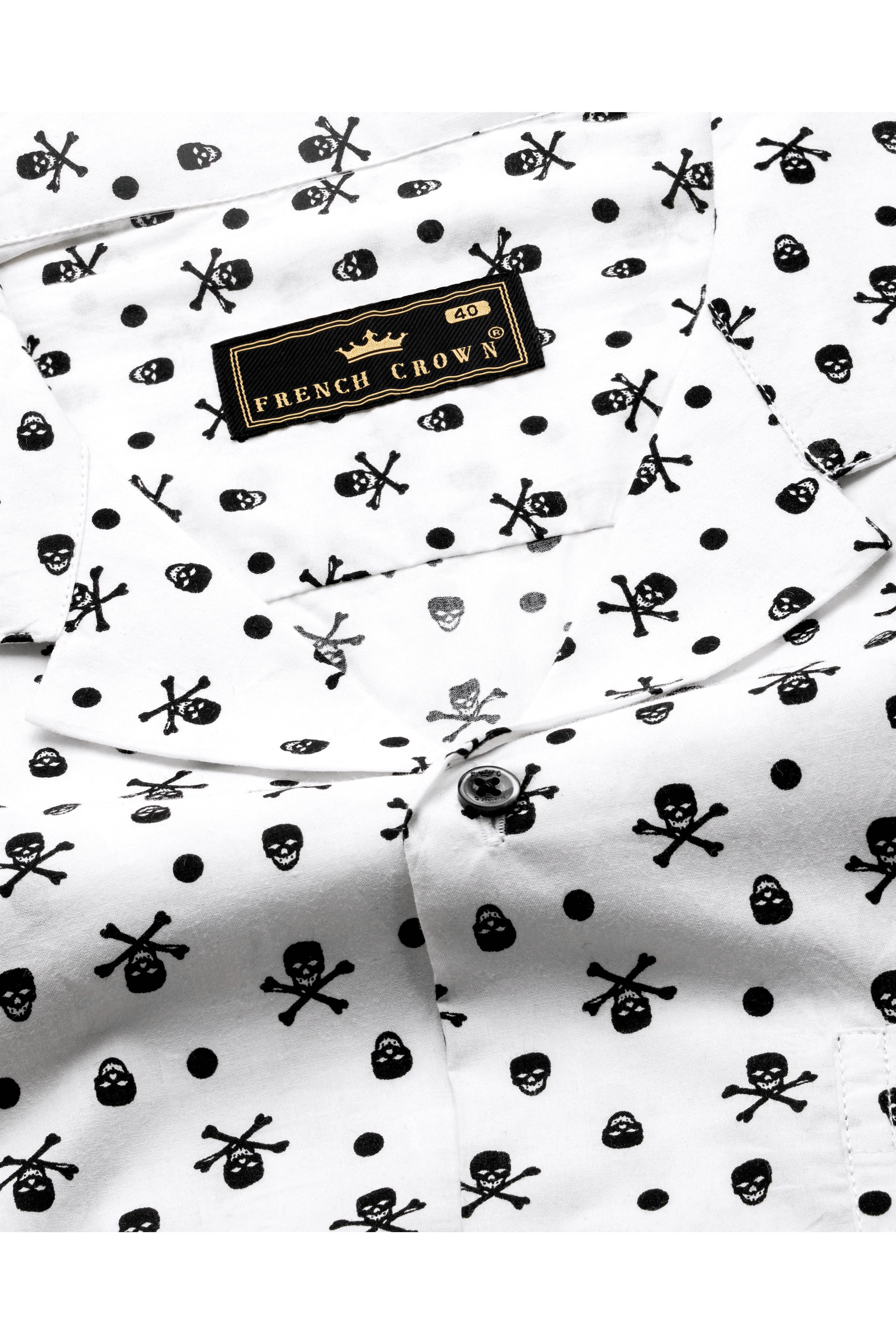 Bright White with Black Patch Premium Cotton Designer Shirt