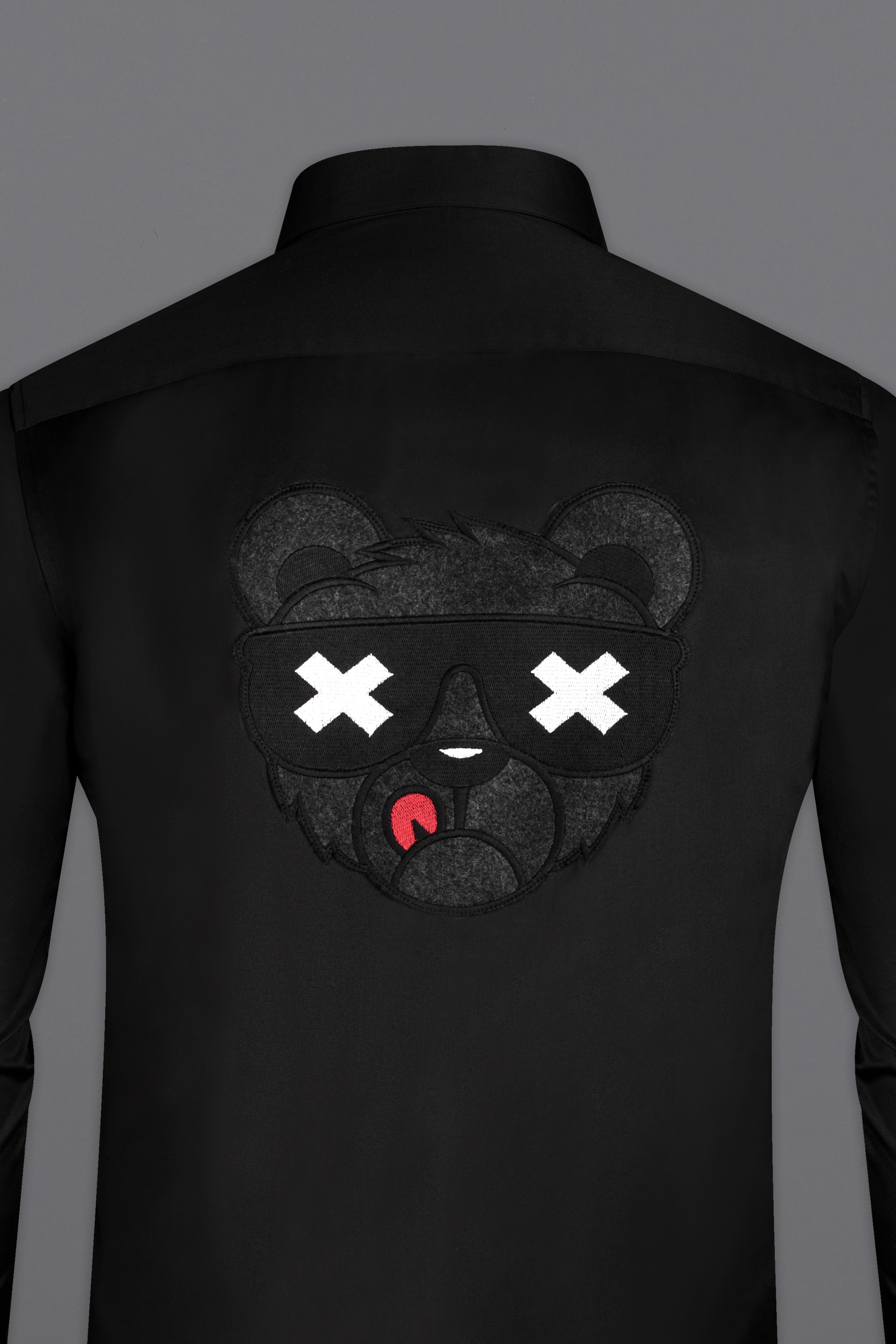 Jade Black with Funky Teddy Patch Work Premium Cotton Designer Shirt