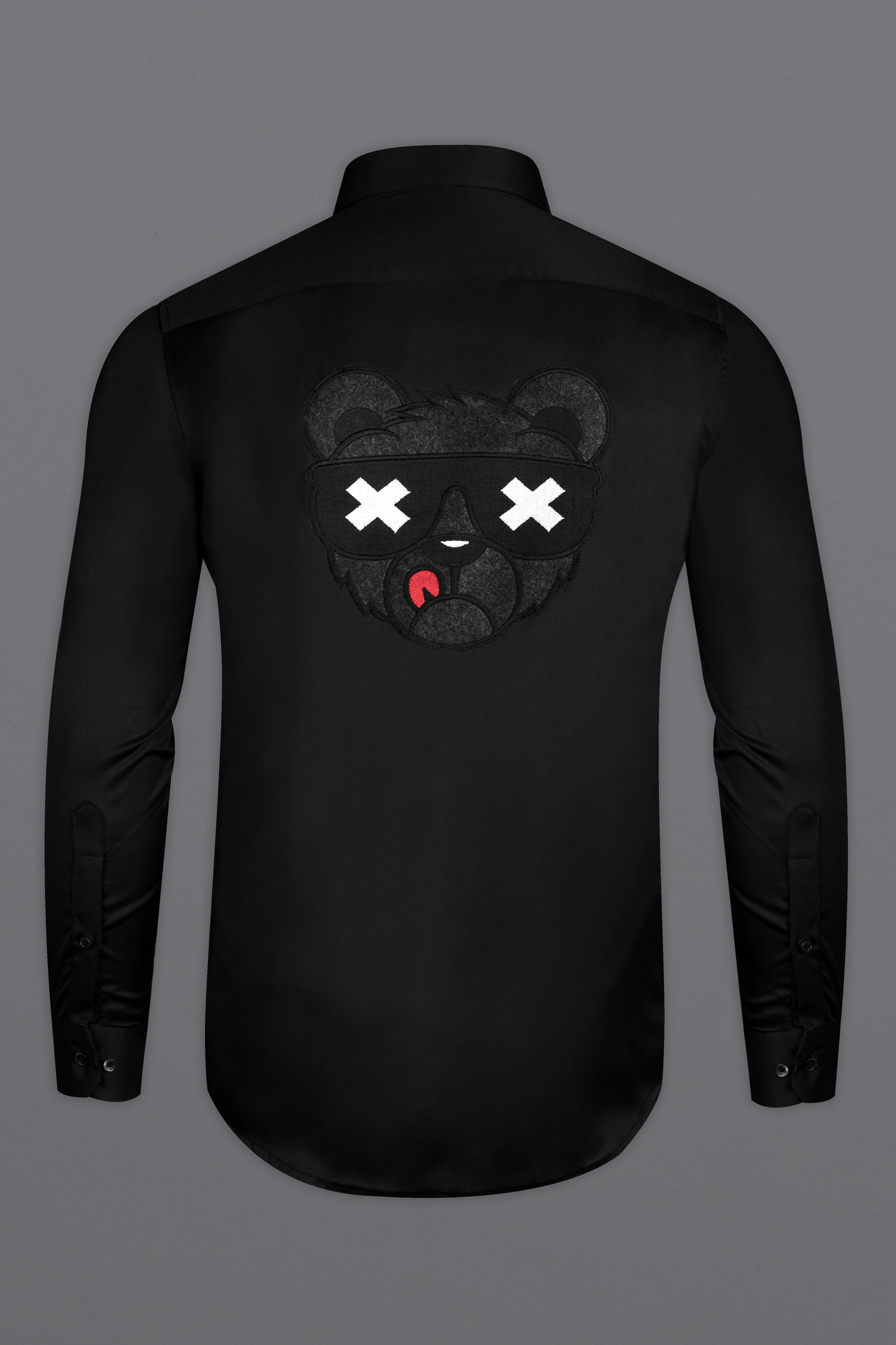 Jade Black with Funky Teddy Patch Work Premium Cotton Designer Shirt