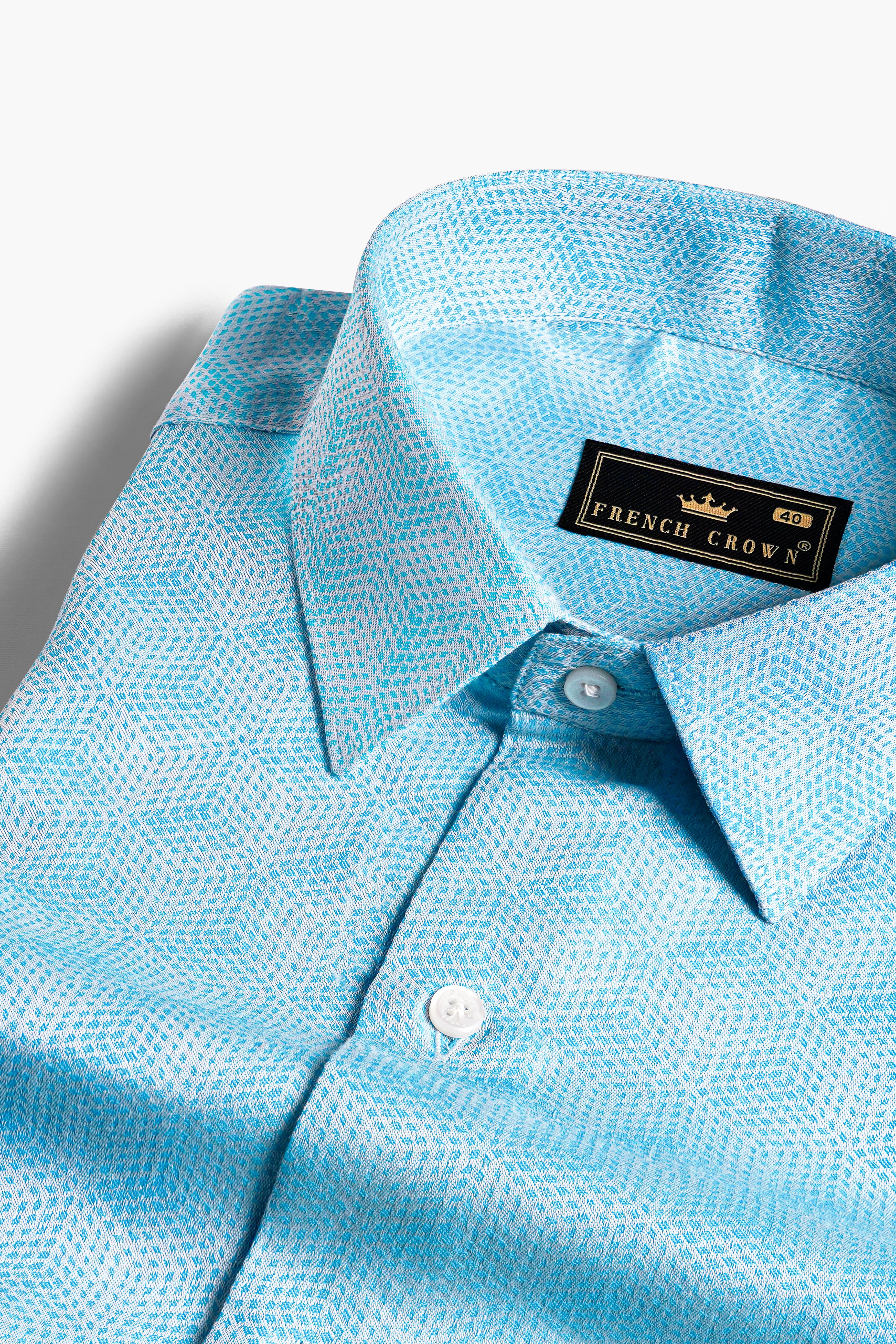 Cerulean Blue and White Jacquard Textured Premium Giza Cotton Shirt 10200-38, 10200-H-38, 10200-39, 10200-H-39, 10200-40, 10200-H-40, 10200-42, 10200-H-42, 10200-44, 10200-H-44, 10200-46, 10200-H-46, 10200-48, 10200-H-48, 10200-50, 10200-H-50, 10200-52, 10200-H-52