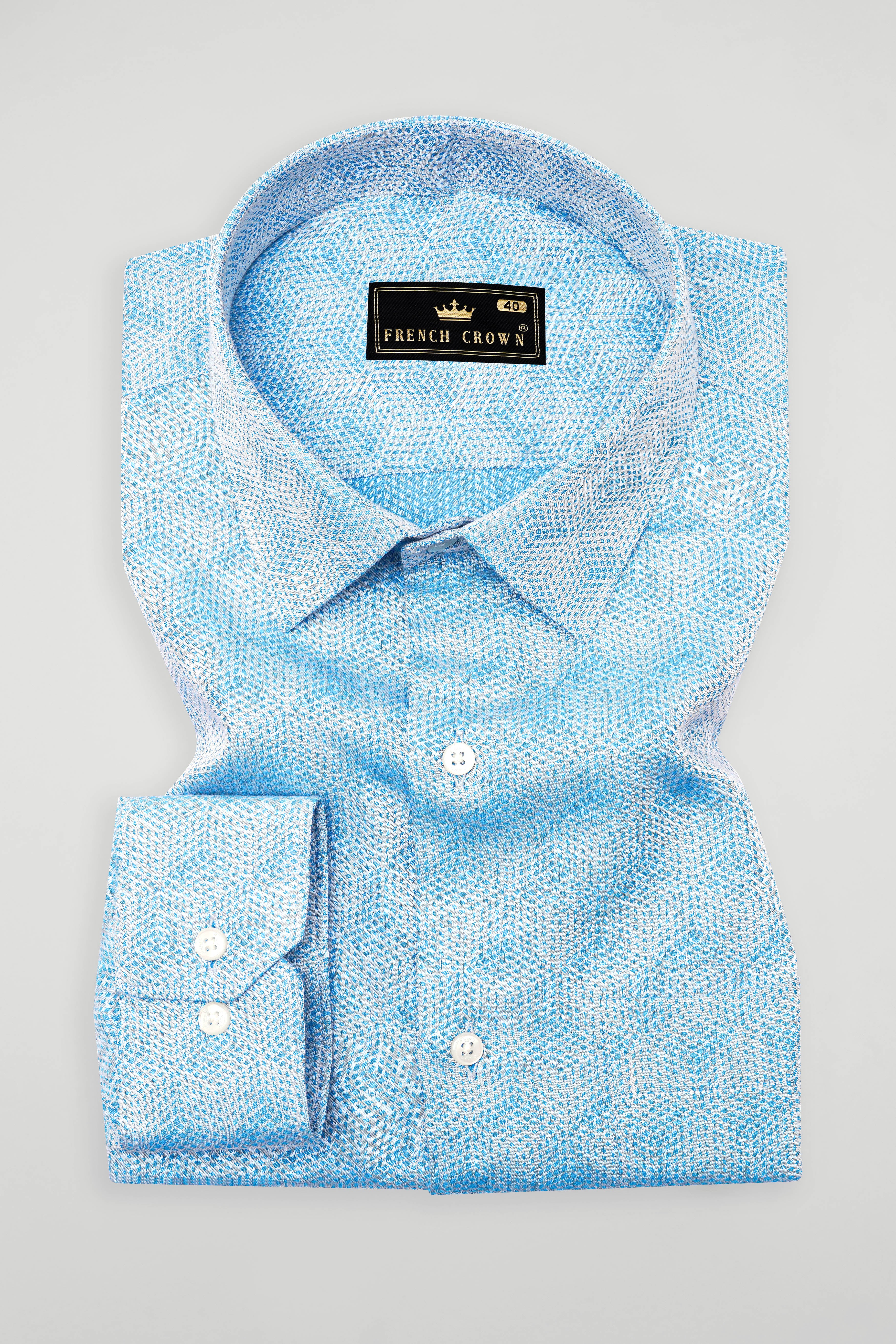 Cerulean Blue and White Jacquard Textured Premium Giza Cotton Shirt 10200-38, 10200-H-38, 10200-39, 10200-H-39, 10200-40, 10200-H-40, 10200-42, 10200-H-42, 10200-44, 10200-H-44, 10200-46, 10200-H-46, 10200-48, 10200-H-48, 10200-50, 10200-H-50, 10200-52, 10200-H-52