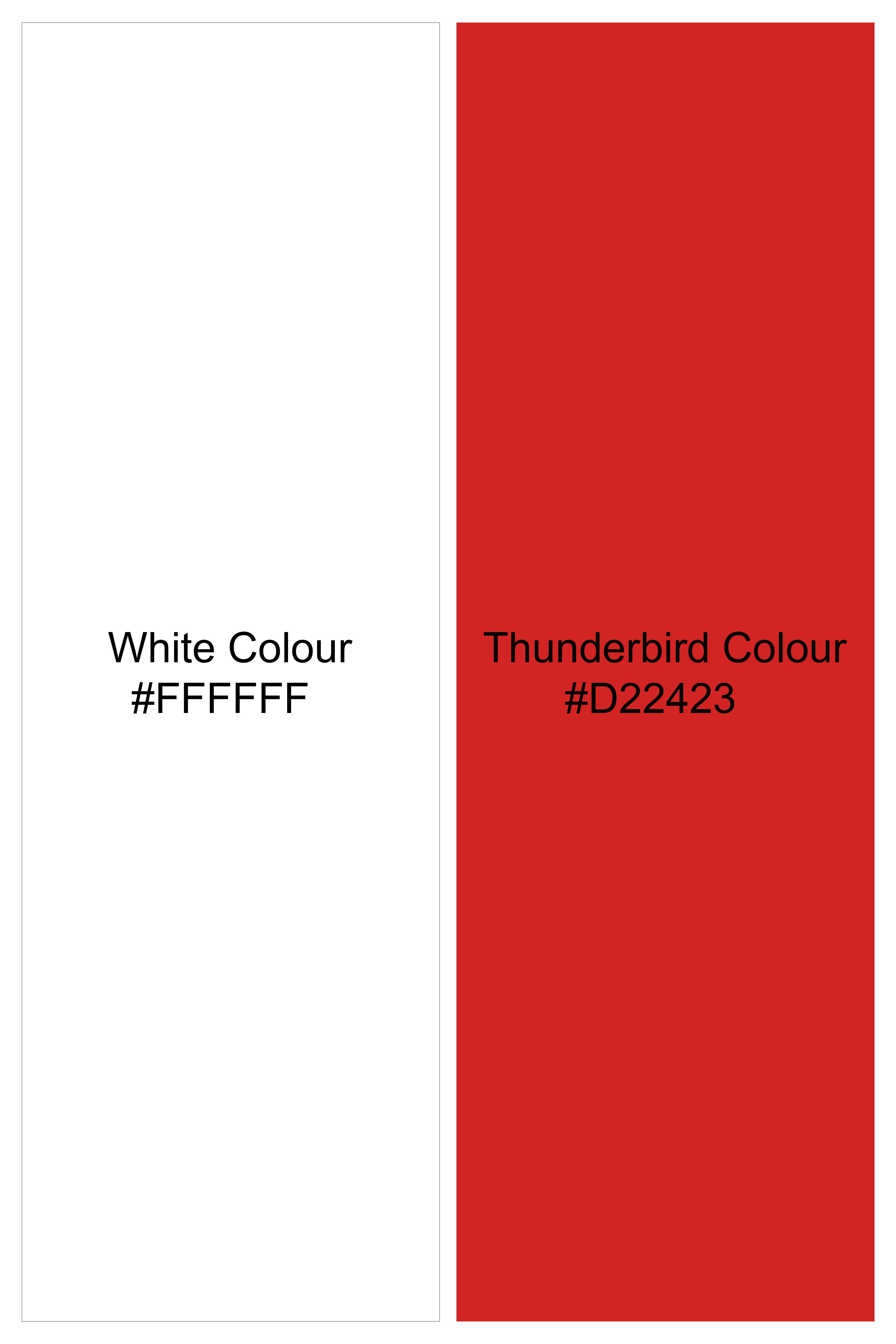 Bright White with Thunderbird Red Printed Super Soft Premium Cotton Shirt