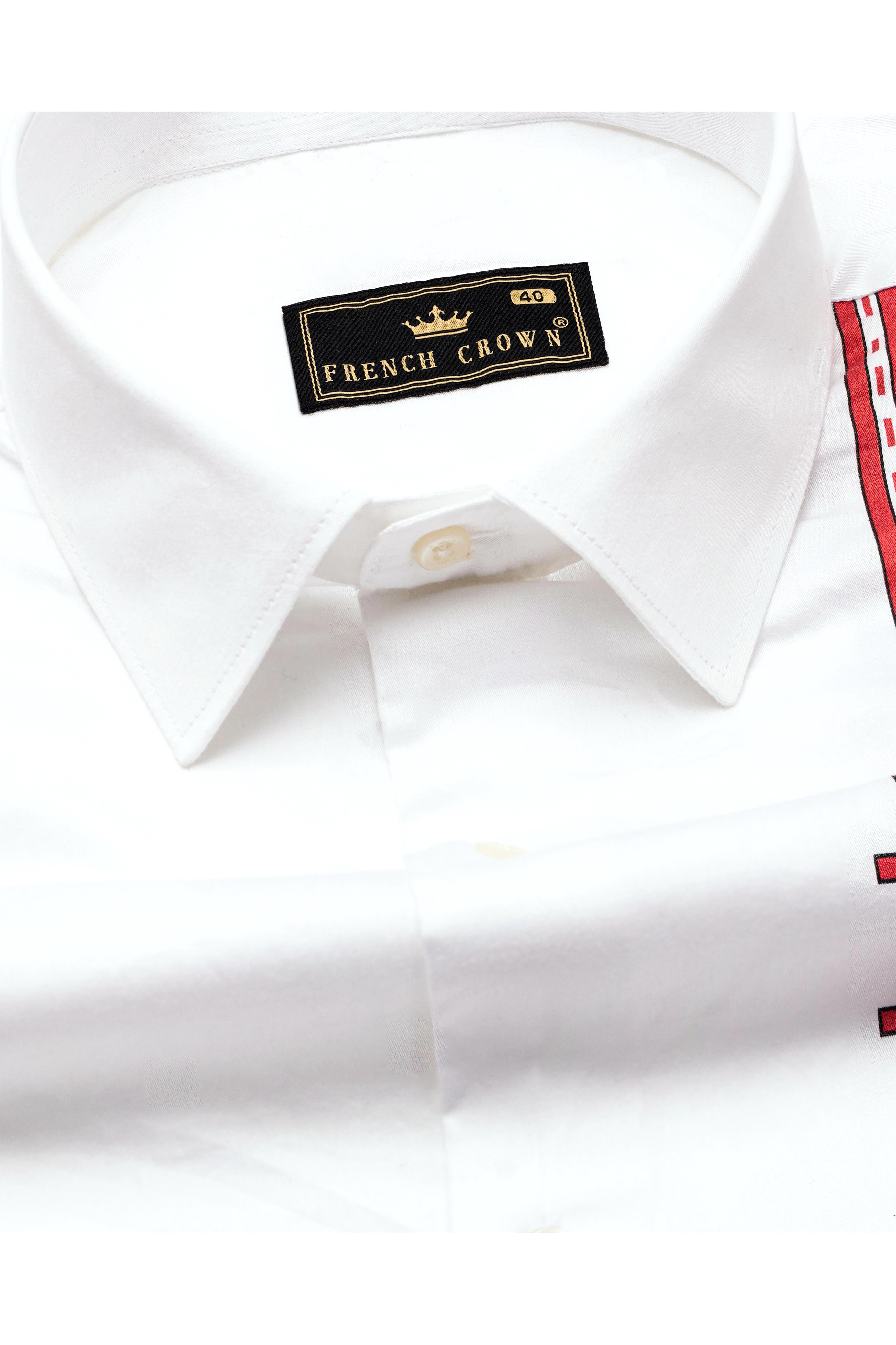 Bright White with Thunderbird Red Printed Super Soft Premium Cotton Shirt