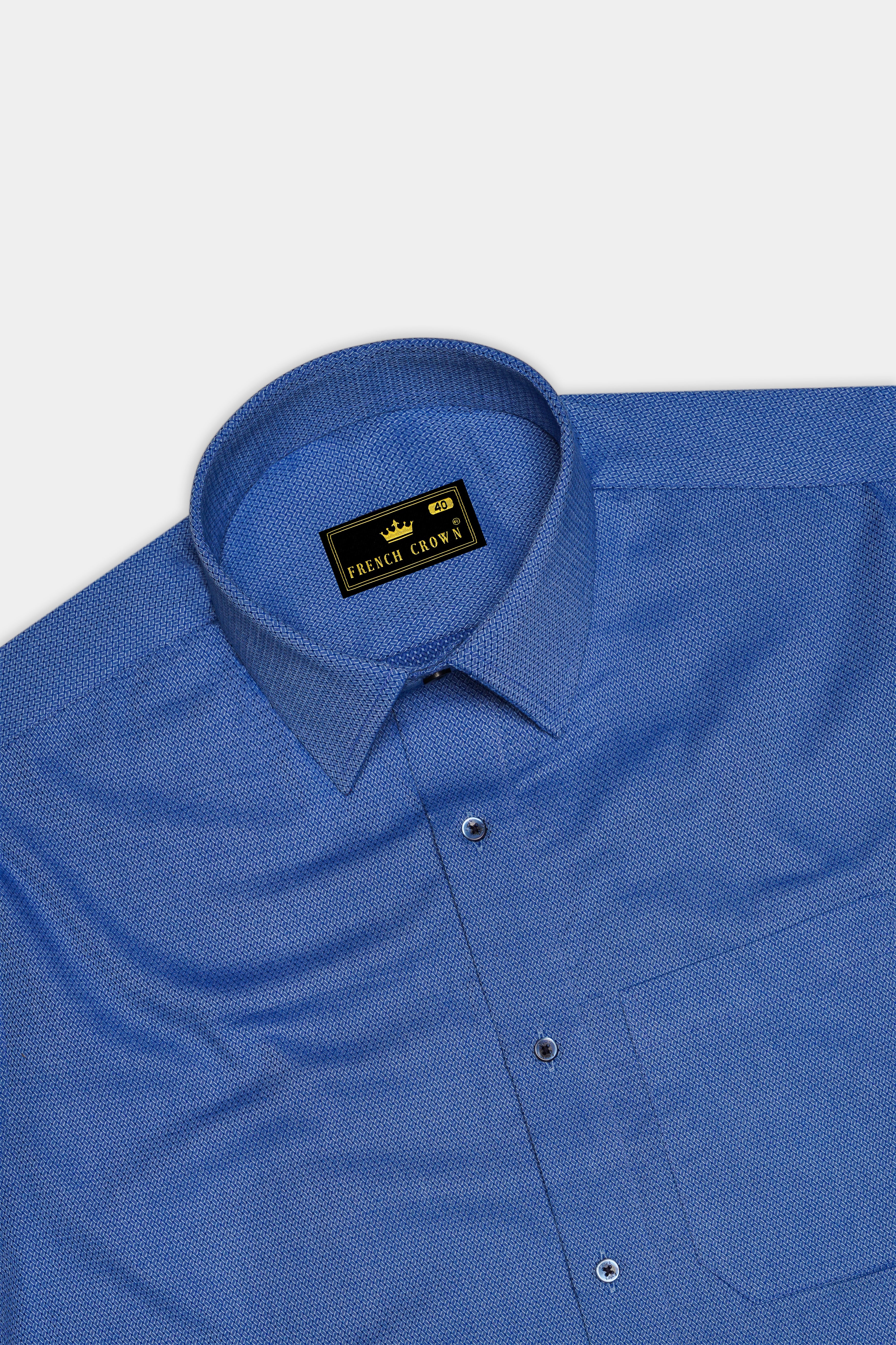 Cornflower Blue Dobby Textured Premium Giza Cotton Shirt