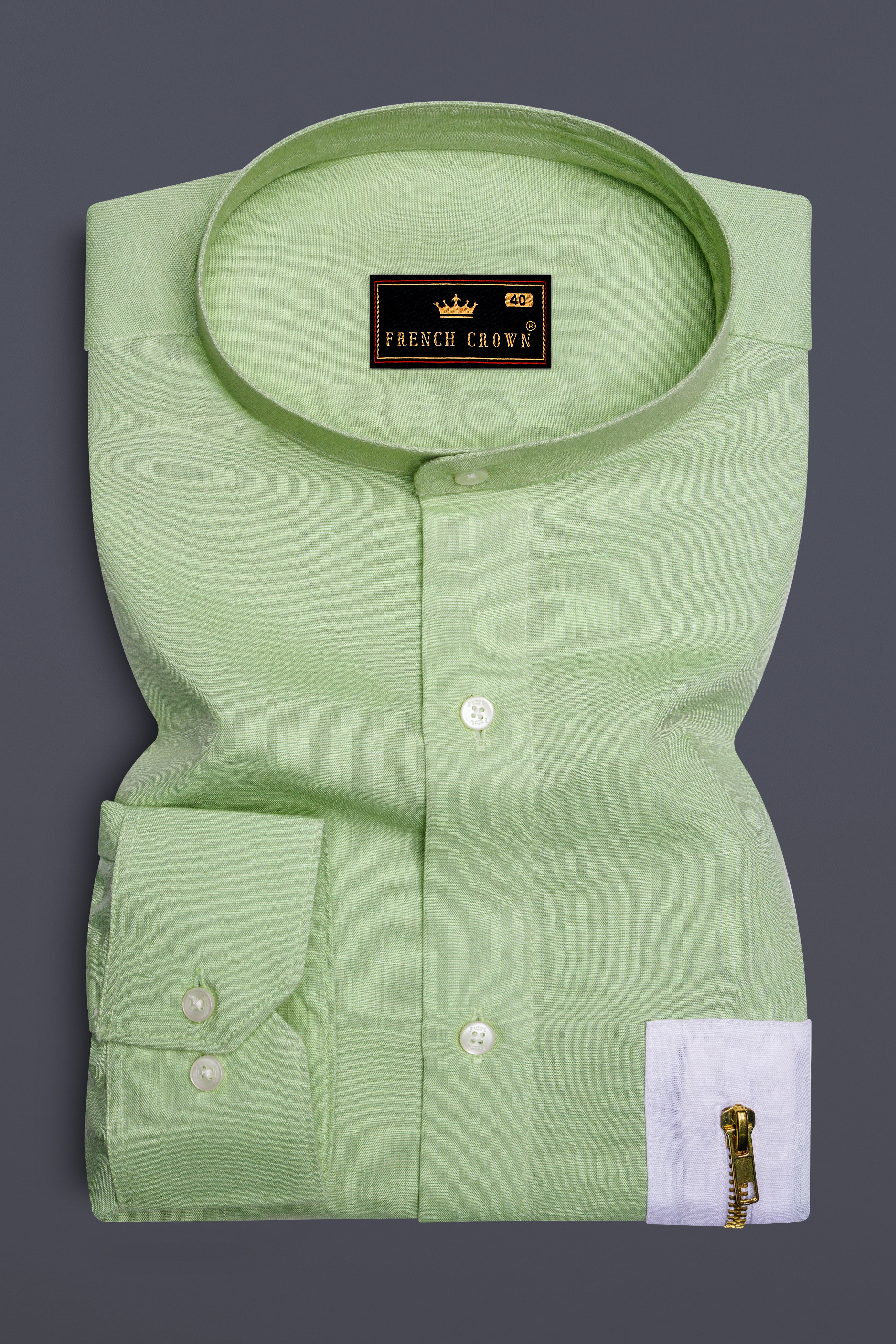 Moss Green Luxurious Linen Designer Shirt