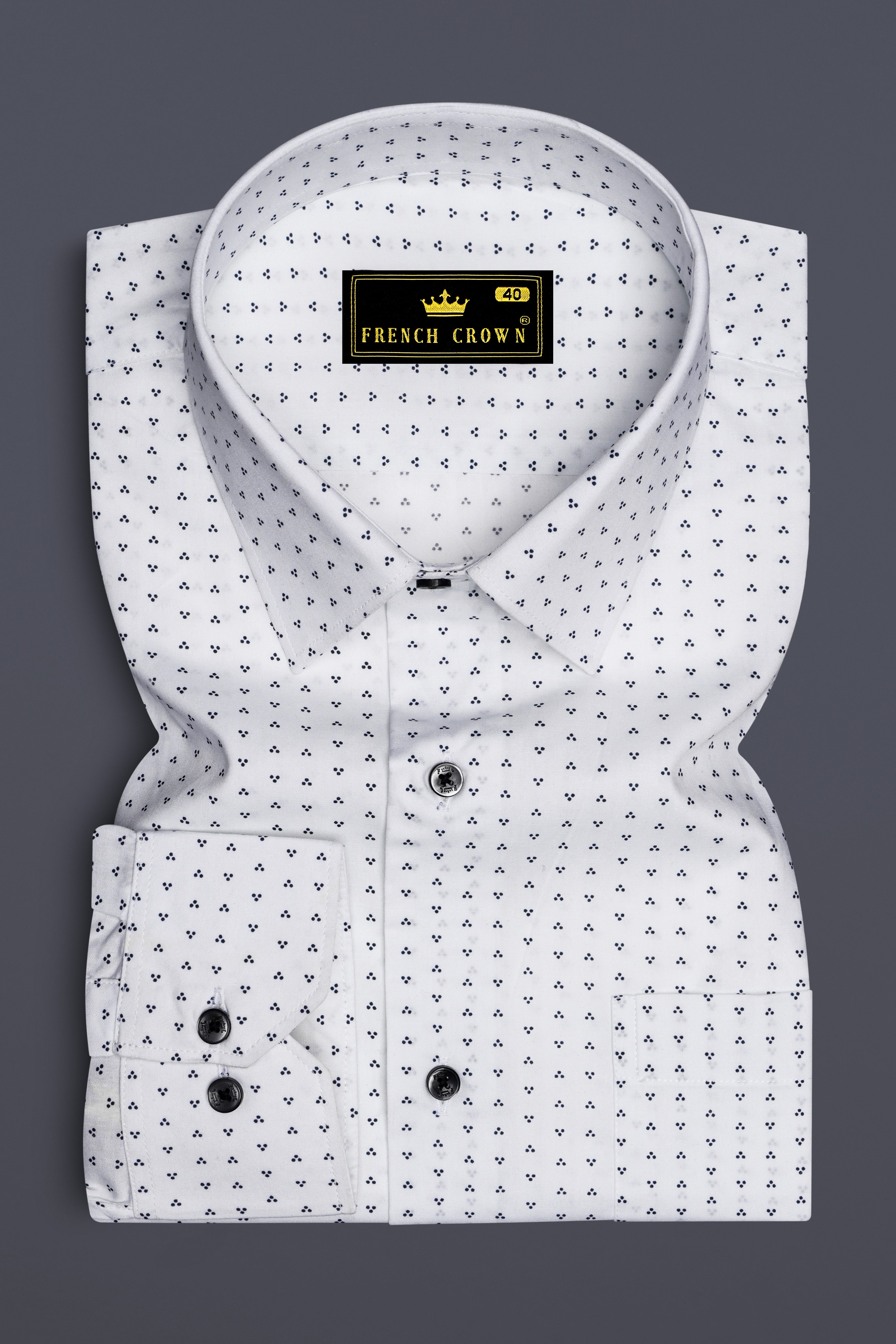 Bright White Printed Premium Cotton Shirt