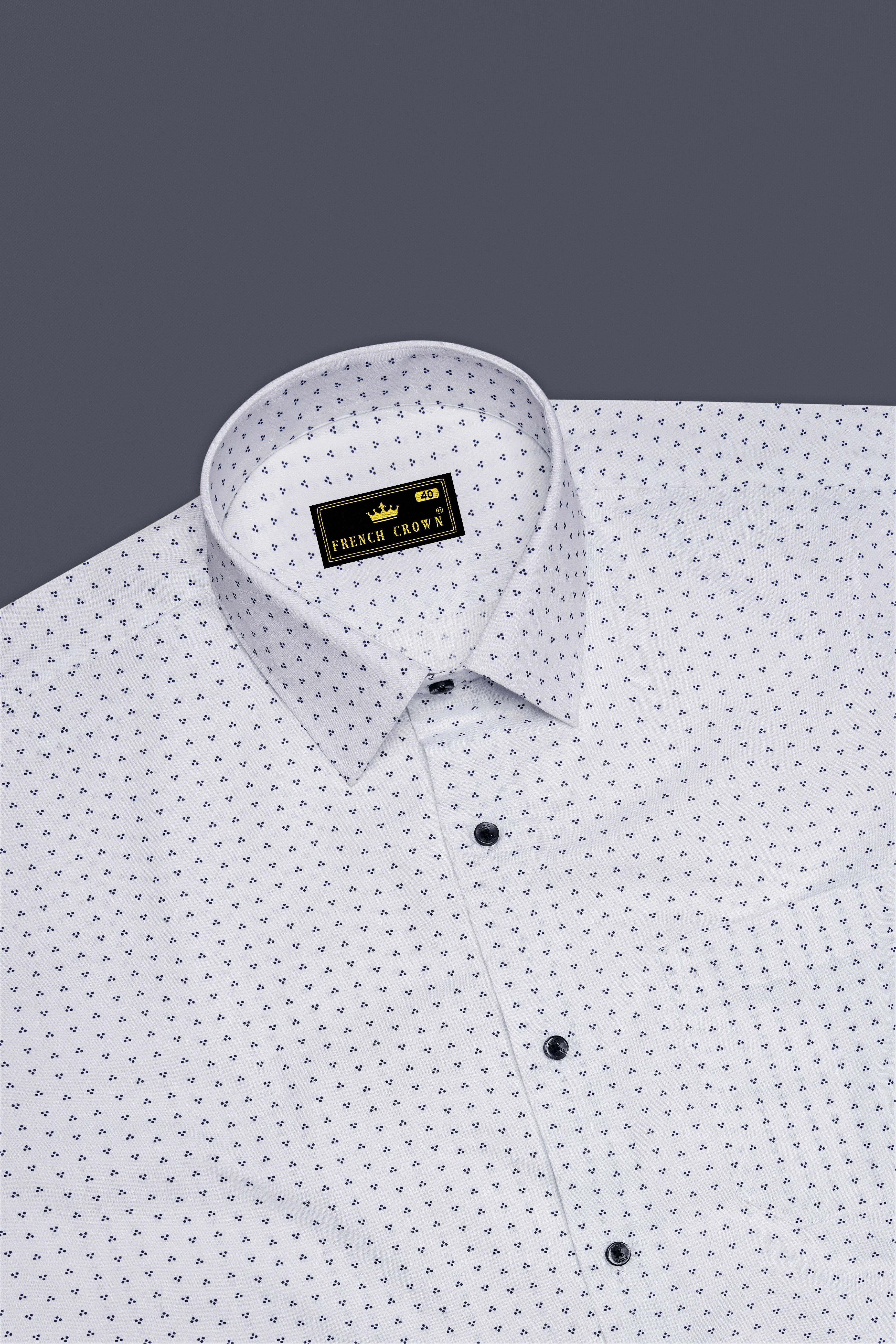 Bright White Printed Premium Cotton Shirt