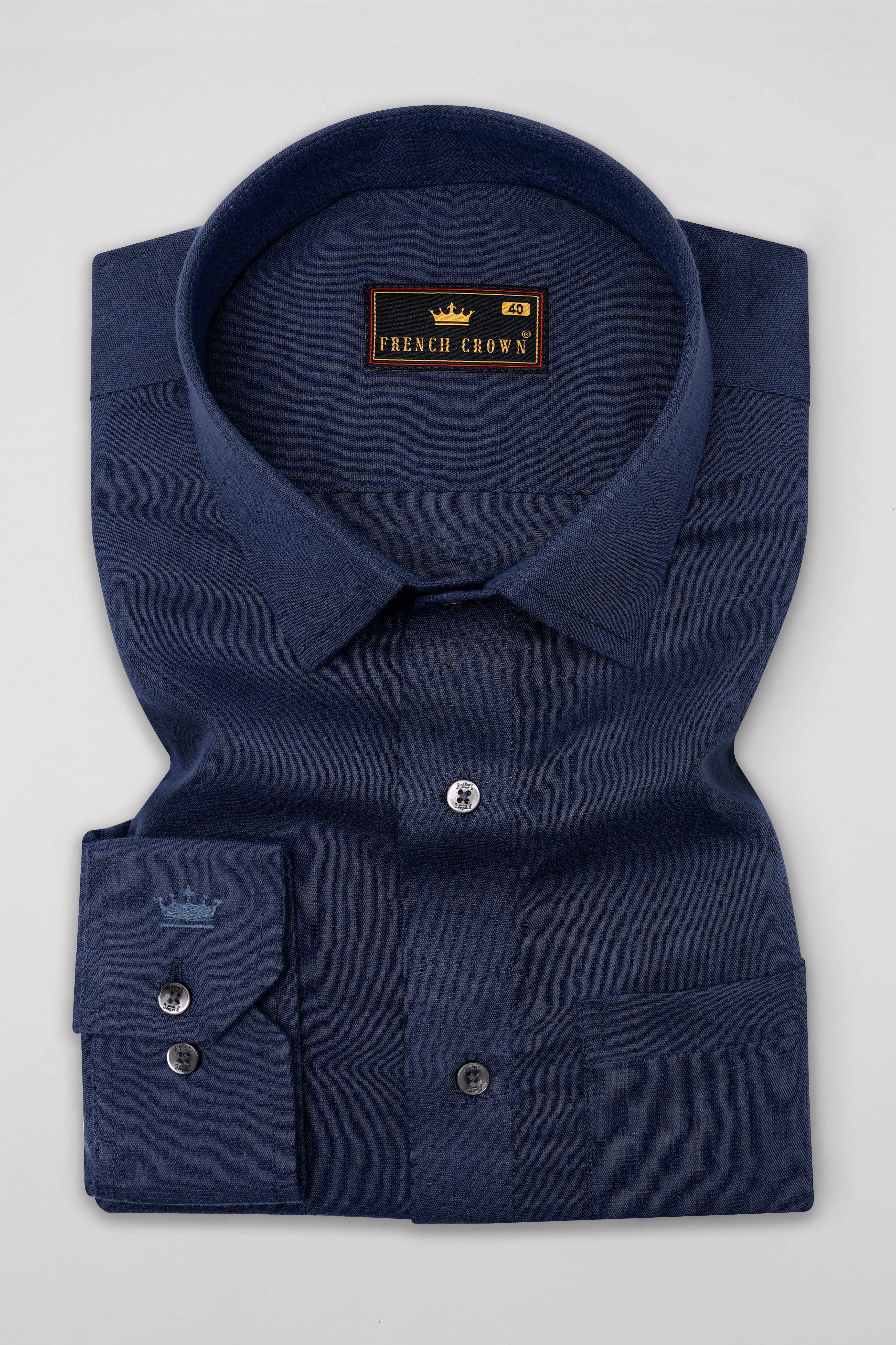 Cloud Burst Blue Luxurious Linen Shirt