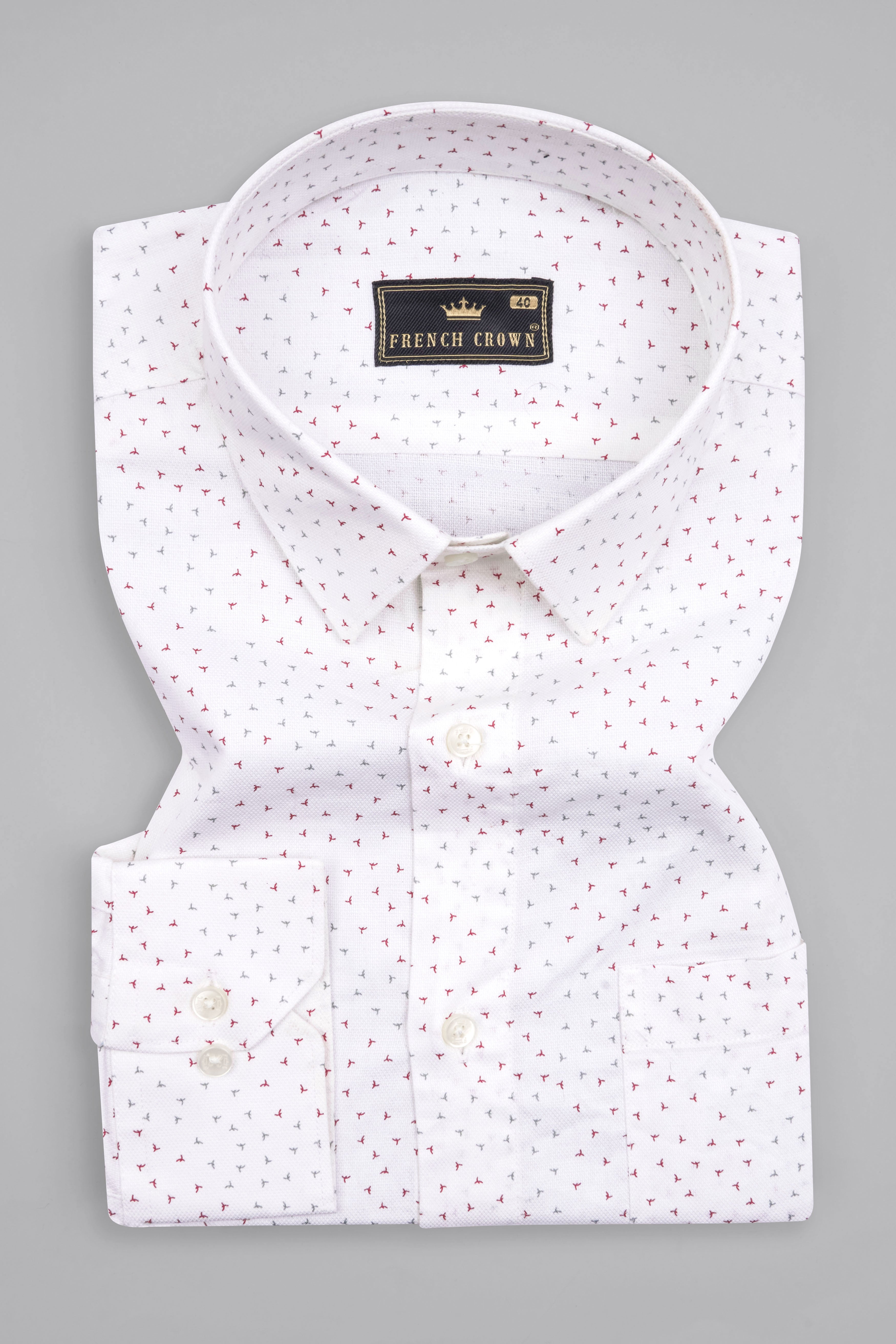 Bright White Dobby Textured Premium Giza Cotton Shirt