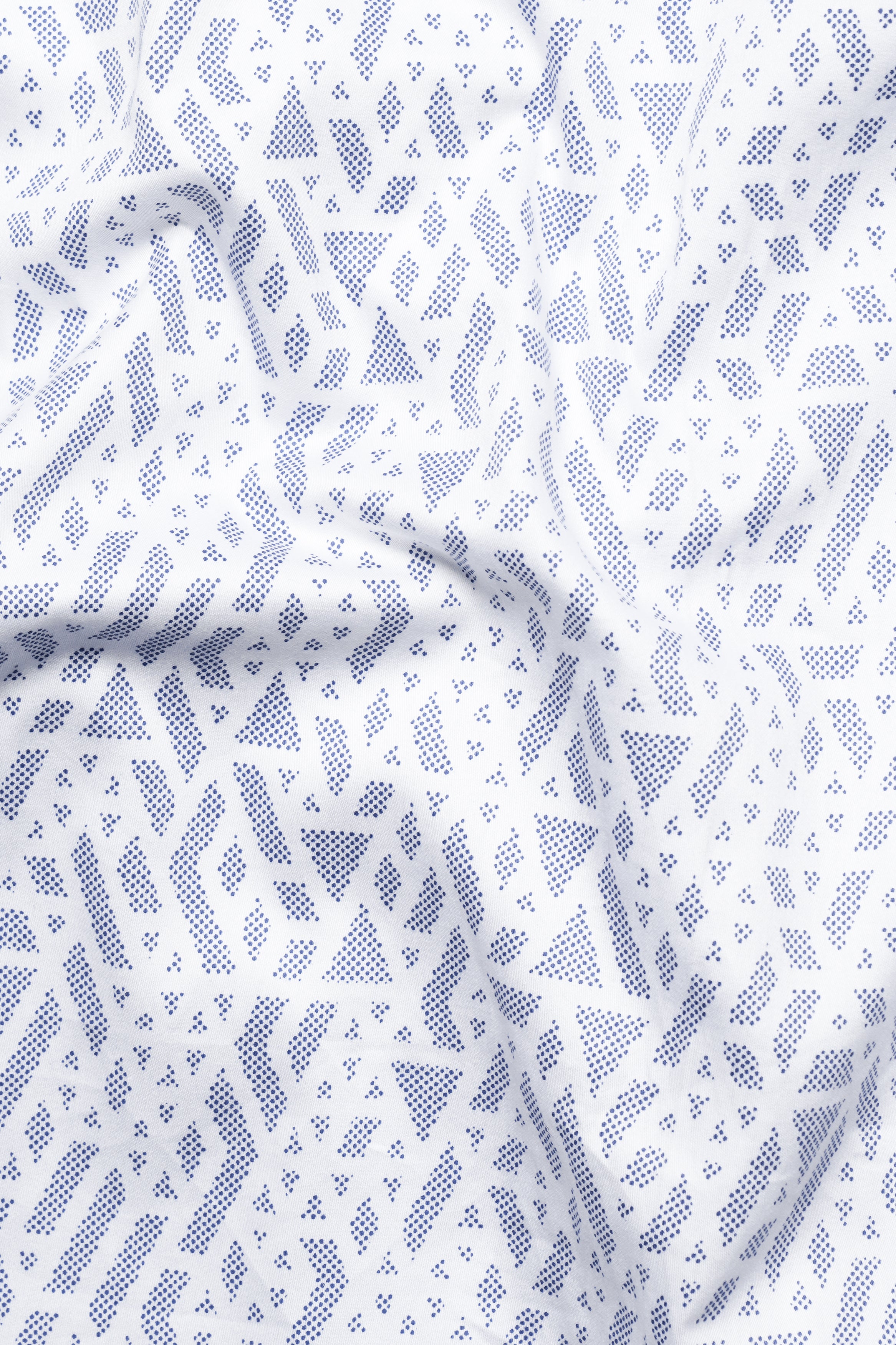 Bright White Geometric Pattern Printed Super Soft Premium Cotton Shirt