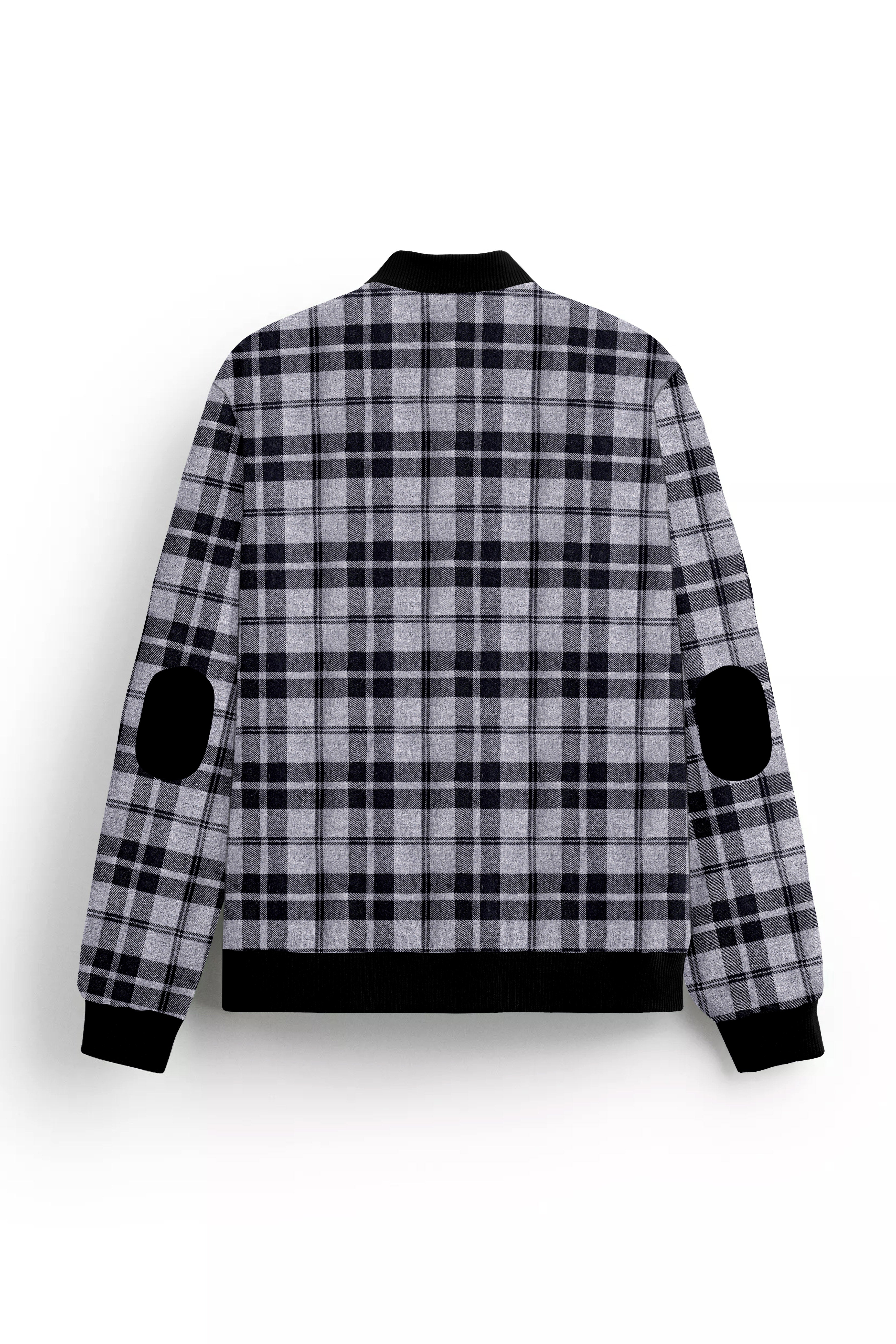 Vensu Gray with Tealish Black Checkered Flannel Bomber Jacket
