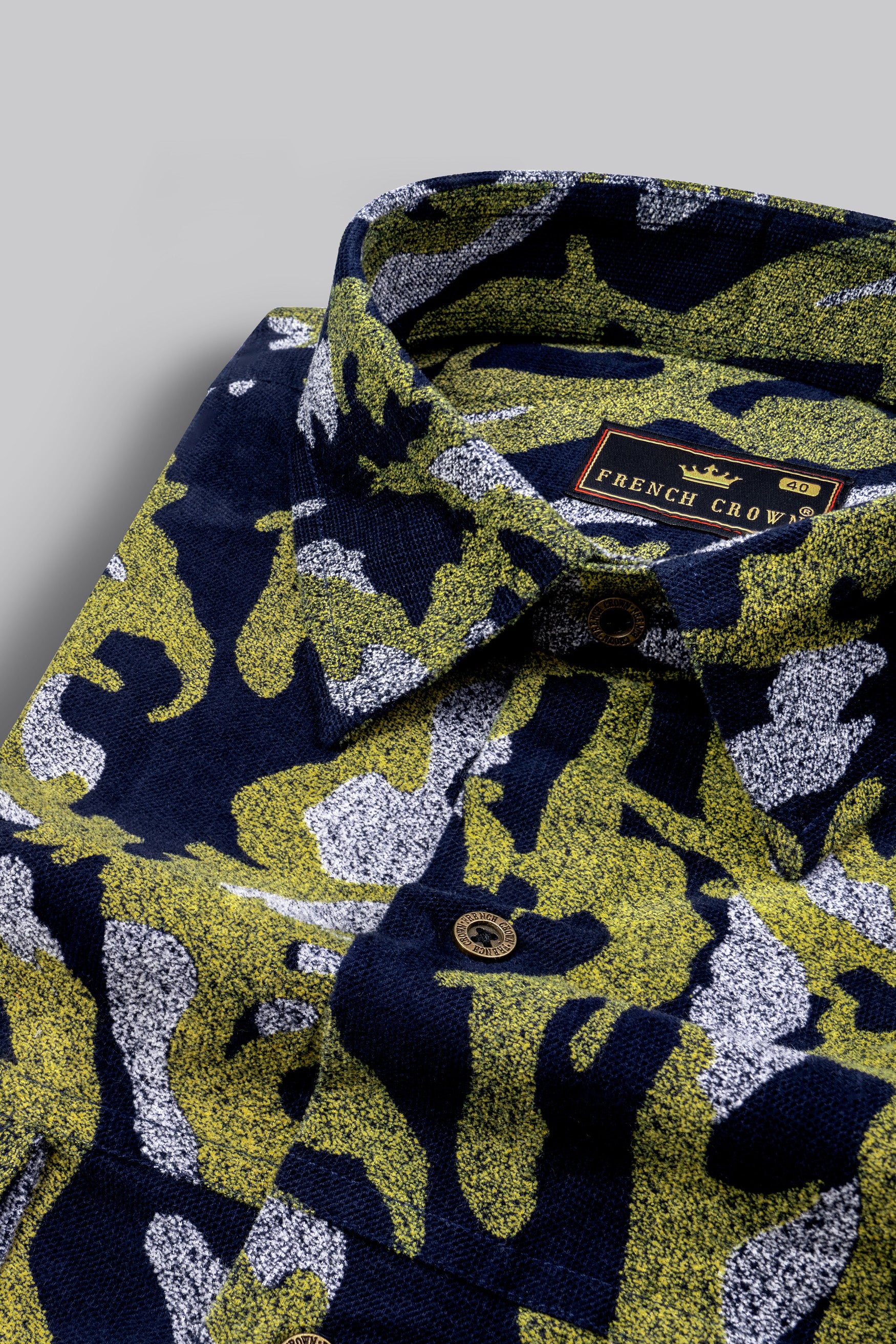 Chelsea Green with Mirage Blue Camouflage Textured Corduroy Shirt