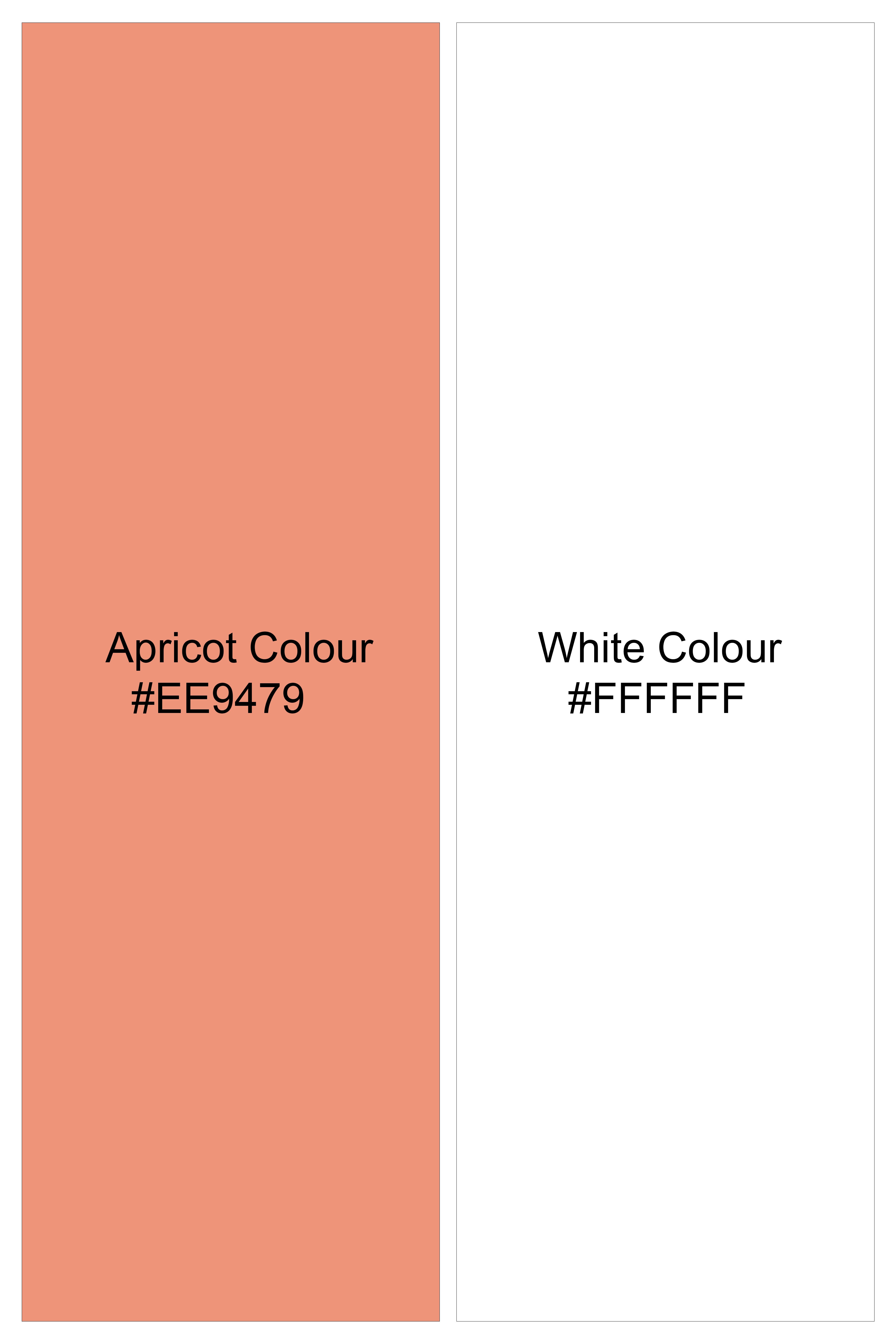 Apricot Orange with Bright White Half and Half Dobby Textured Premium Giza Cotton Designer Shirt