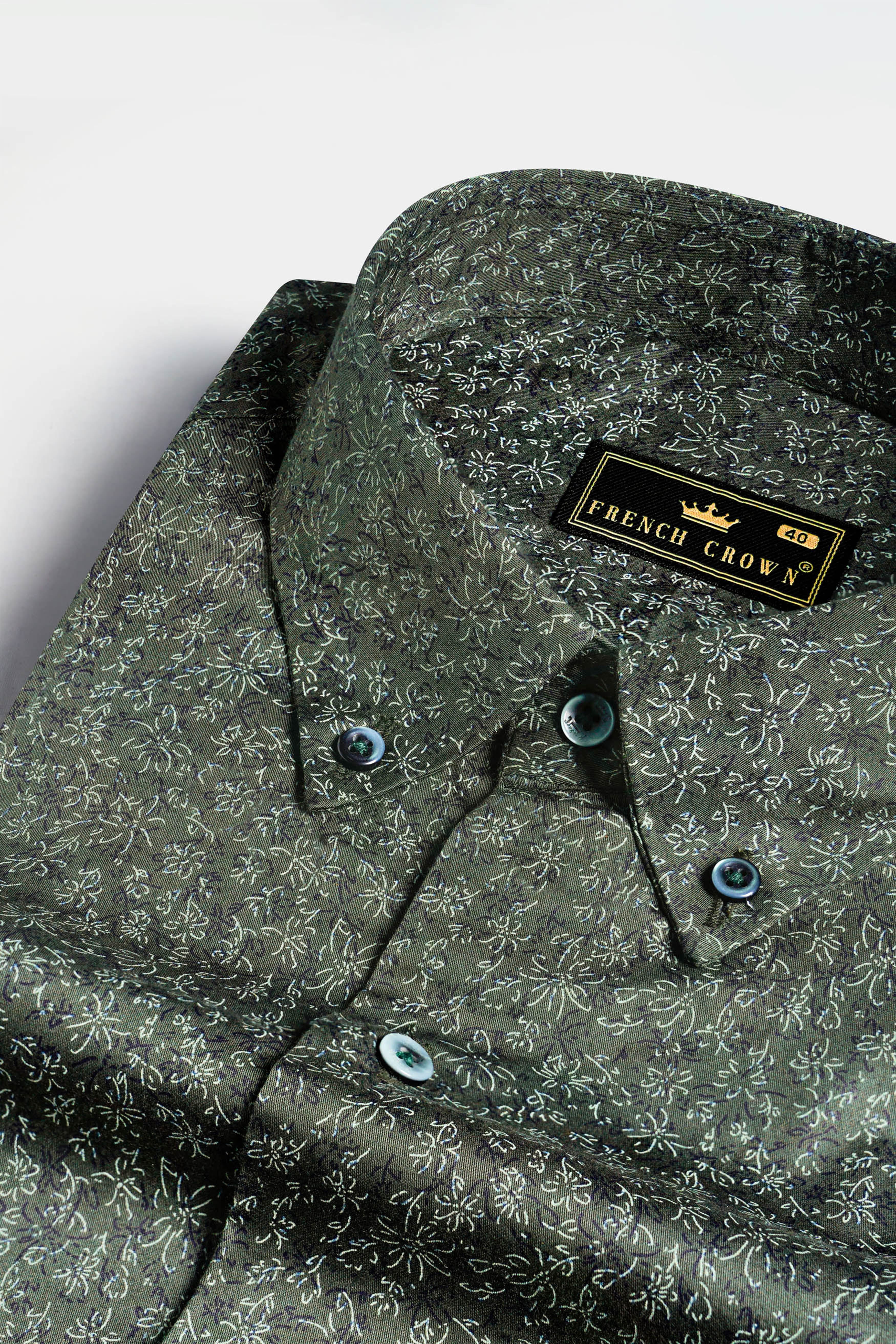 Chicago Green Ditsy Printed Royal Oxford Button-Down Shirt