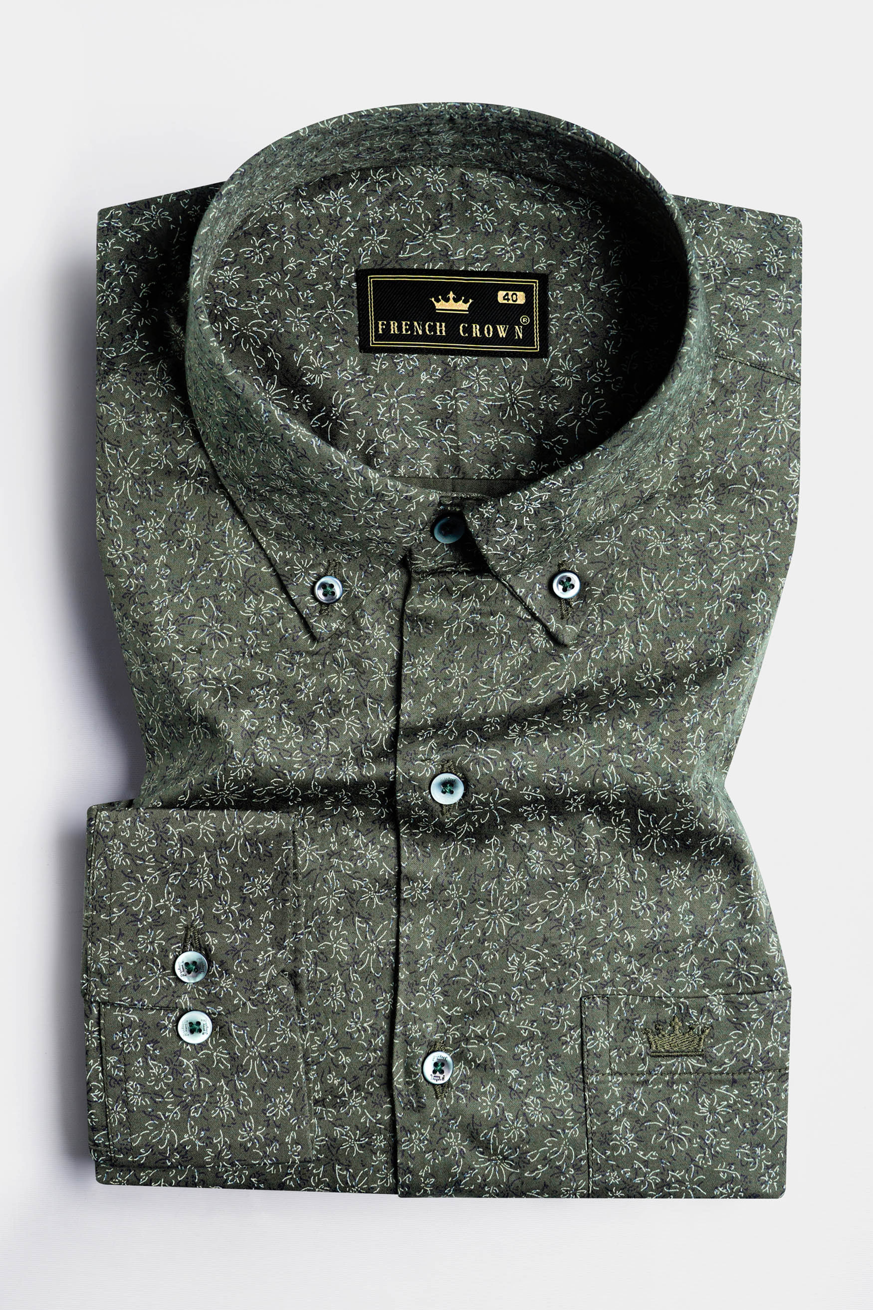 Chicago Green Ditsy Printed Royal Oxford Button-Down Shirt