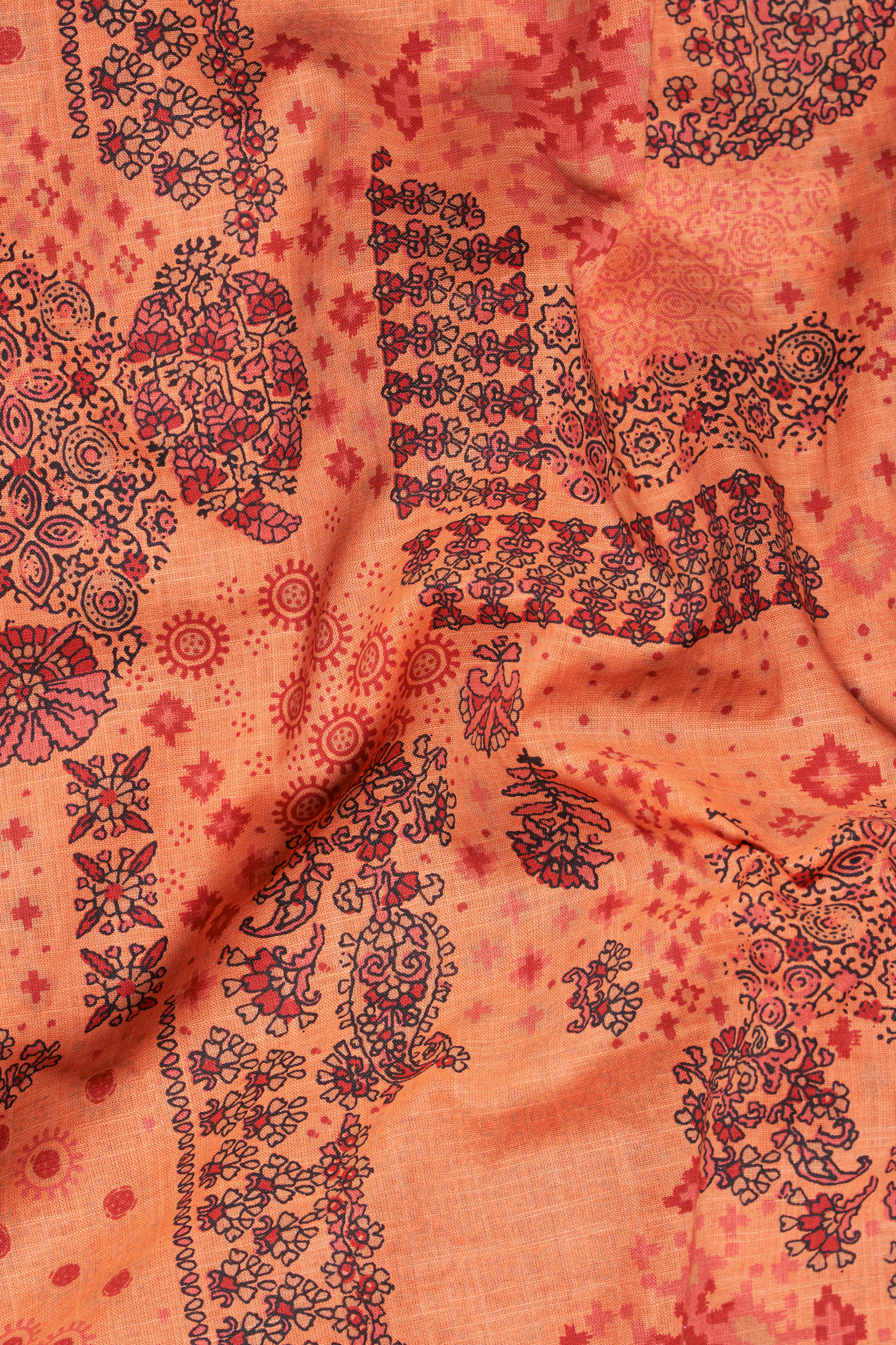 Geraldine Orange Ethnic Printed Chambray Shirt 10300-BLK-38, 10300-BLK-H-38, 10300-BLK-39, 10300-BLK-H-39, 10300-BLK-40, 10300-BLK-H-40, 10300-BLK-42, 10300-BLK-H-42, 10300-BLK-44, 10300-BLK-H-44, 10300-BLK-46, 10300-BLK-H-46, 10300-BLK-48, 10300-BLK-H-48, 10300-BLK-50, 10300-BLK-H-50, 10300-BLK-52, 10300-BLK-H-52