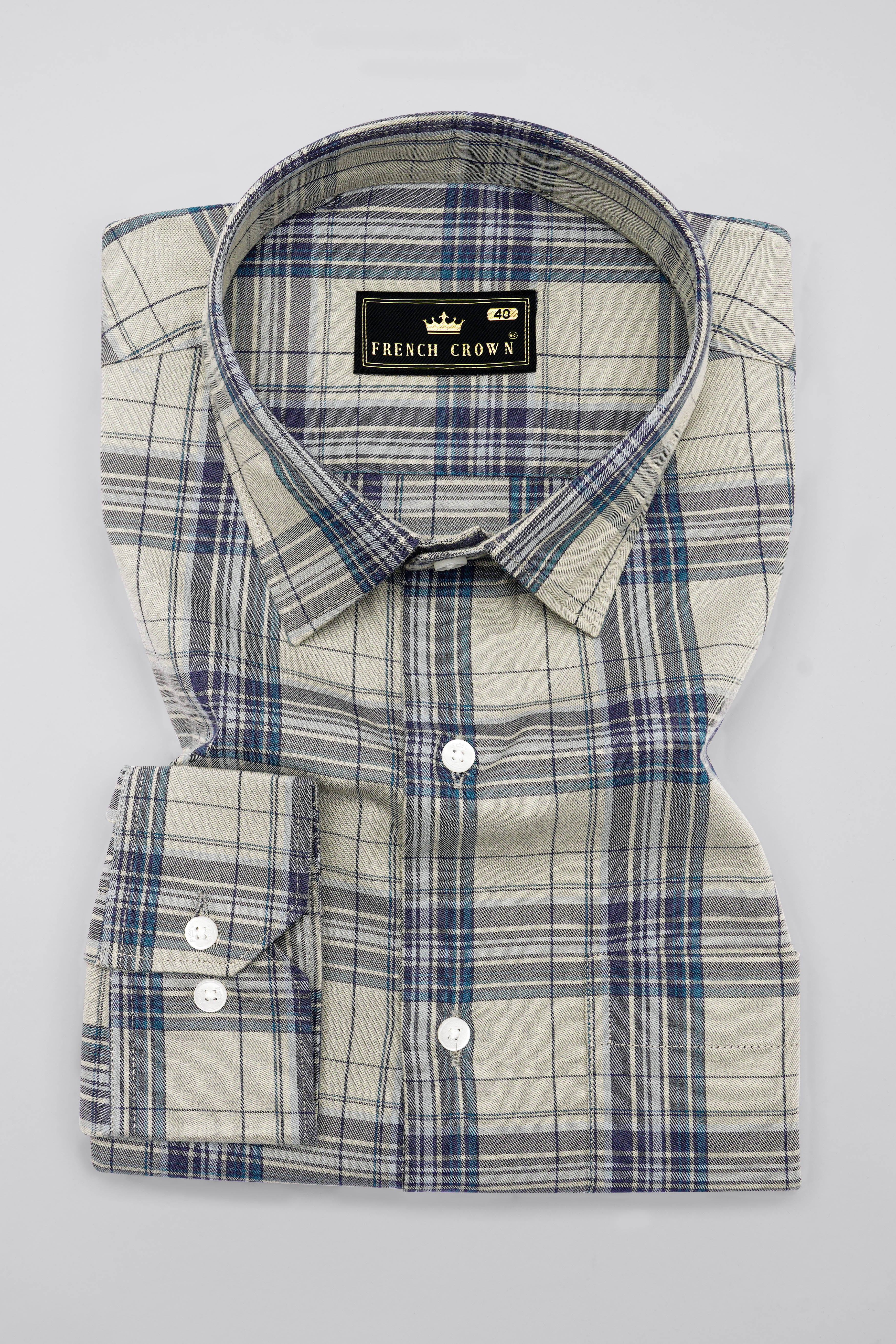 Nobel Gray Twill Plaid Premium Cotton Shirt 10304-38, 10304-H-38, 10304-39, 10304-H-39, 10304-40, 10304-H-40, 10304-42, 10304-H-42, 10304-44, 10304-H-44, 10304-46, 10304-H-46, 10304-48, 10304-H-48, 10304-50, 10304-H-50, 10304-52, 10304-H-52