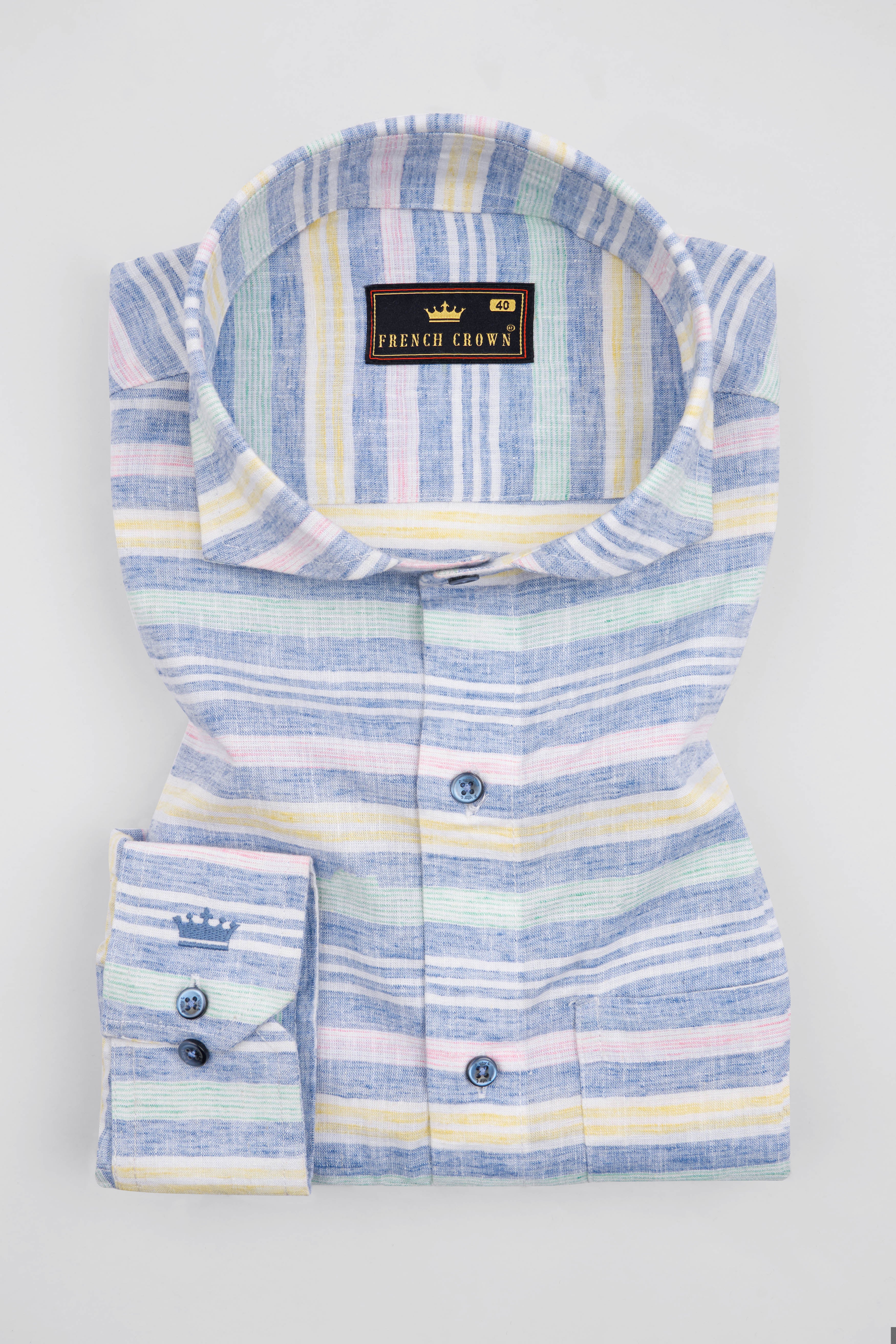 Wistful Blue with Marzipan Yellow Striped Chambray Shirt 10306-CA-BLE-38, 10306-CA-BLE-H-38, 10306-CA-BLE-39, 10306-CA-BLE-H-39, 10306-CA-BLE-40, 10306-CA-BLE-H-40, 10306-CA-BLE-42, 10306-CA-BLE-H-42, 10306-CA-BLE-44, 10306-CA-BLE-H-44, 10306-CA-BLE-46, 10306-CA-BLE-H-46, 10306-CA-BLE-48, 10306-CA-BLE-H-48, 10306-CA-BLE-50, 10306-CA-BLE-H-50, 10306-CA-BLE-52, 10306-CA-BLE-H-52