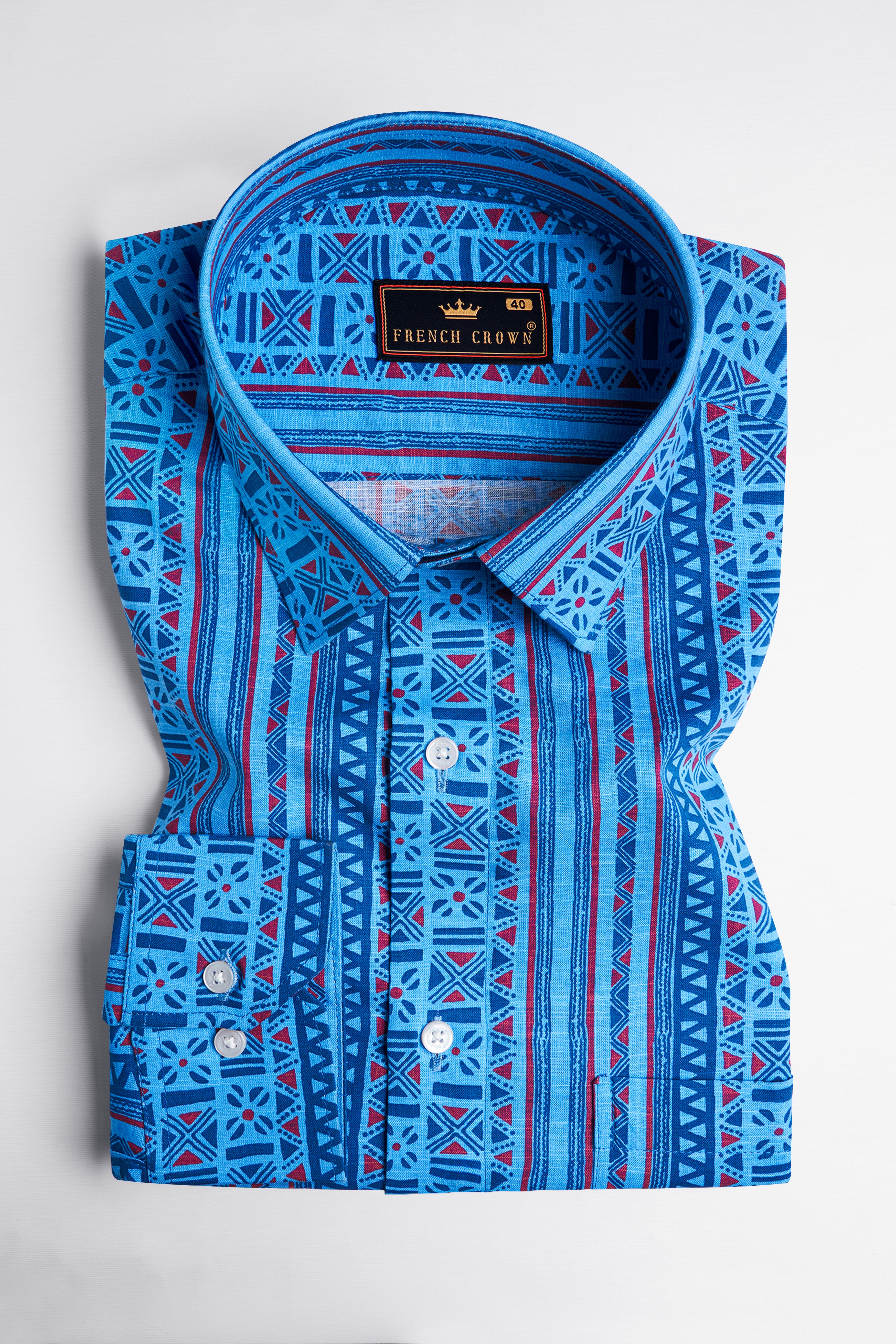Havelock Blue Printed Luxurious Linen Shirt 10308-38, 10308-H-38, 10308-39, 10308-H-39, 10308-40, 10308-H-40, 10308-42, 10308-H-42, 10308-44, 10308-H-44, 10308-46, 10308-H-46, 10308-48, 10308-H-48, 10308-50, 10308-H-50, 10308-52, 10308-H-52